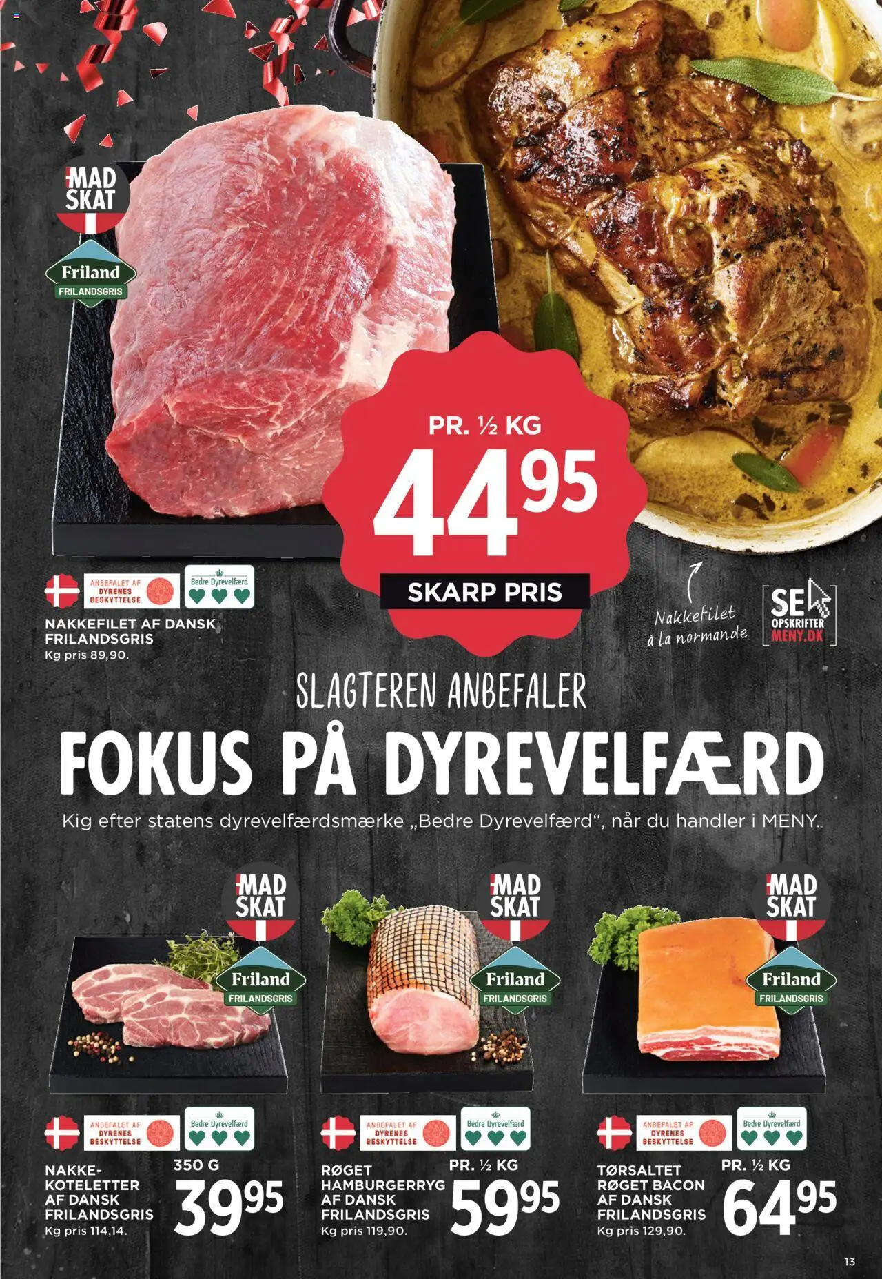 Meny tilbudsavis – gyldig fra 12.09.2025 | Side: 14 | Produkter: Koteletter, Nakkefilet, Bacon, Hamburgerryg