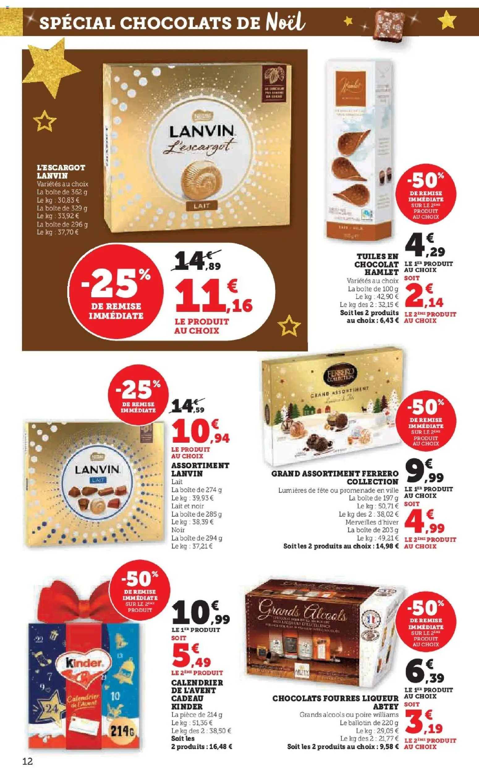 {H1} | Page: 12 | Produits: Chocolats de noël, Calendrier, Lait, Chocolat