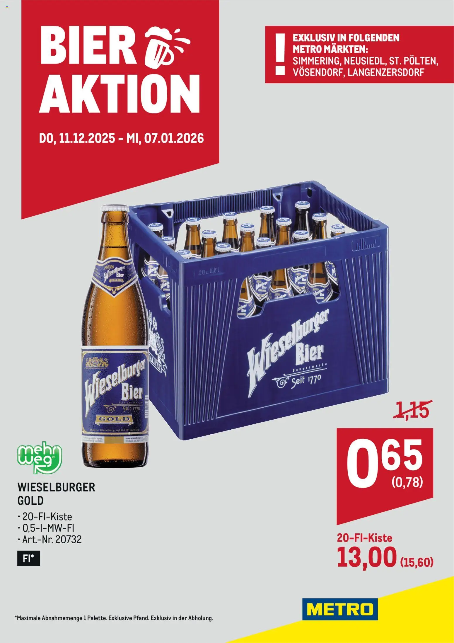 Metro Wieselburger Bieraktion gültig ab 11.12.2025 | Seite: 1 | Produkte: Bier