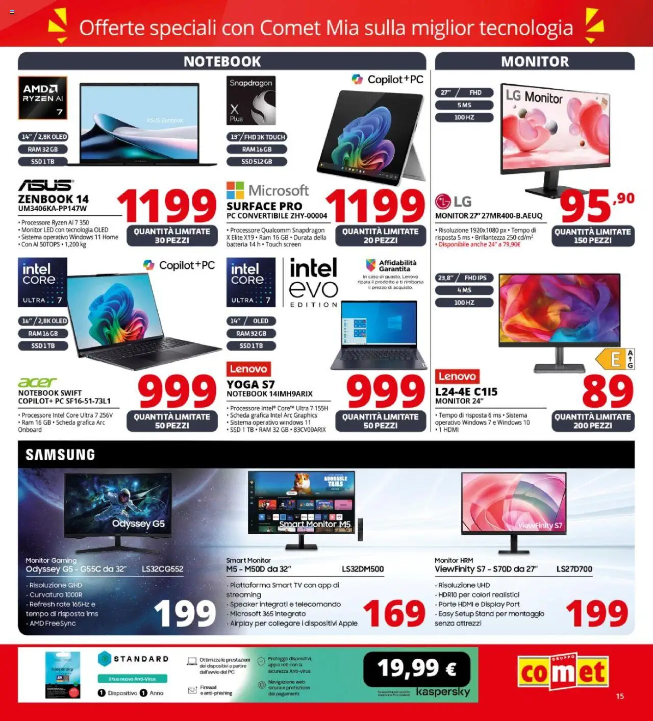 Volantino Comet del 09.10.2025 | Pagina: 15 | Prodotti: Monitor, TV, Speaker, Batteria