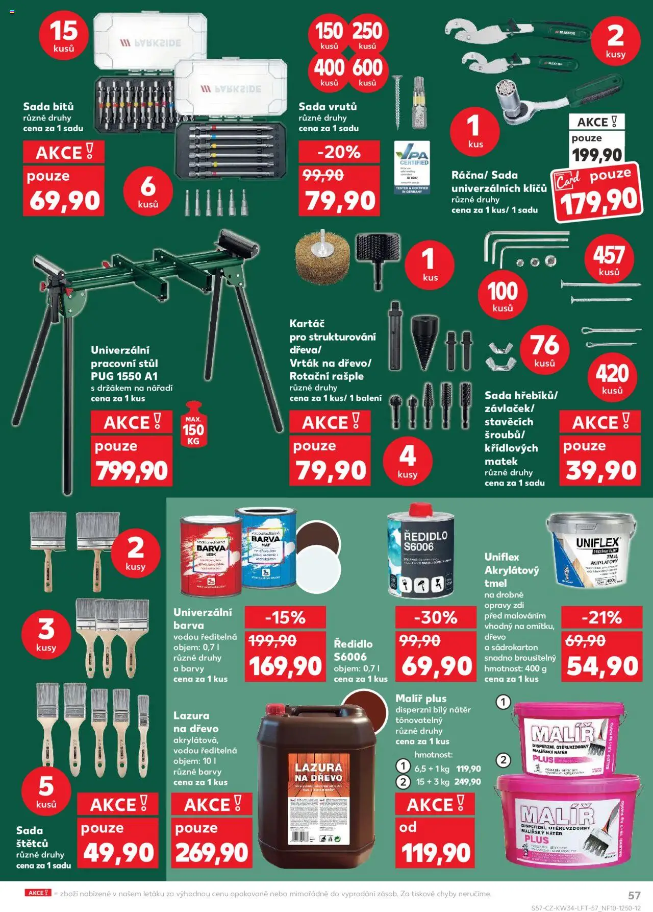 Kaufland leták - Brno od 20.08.2025 | Strana: 57 | Produkty: Pracovní stůl, Stůl, Barvy, Kartáč