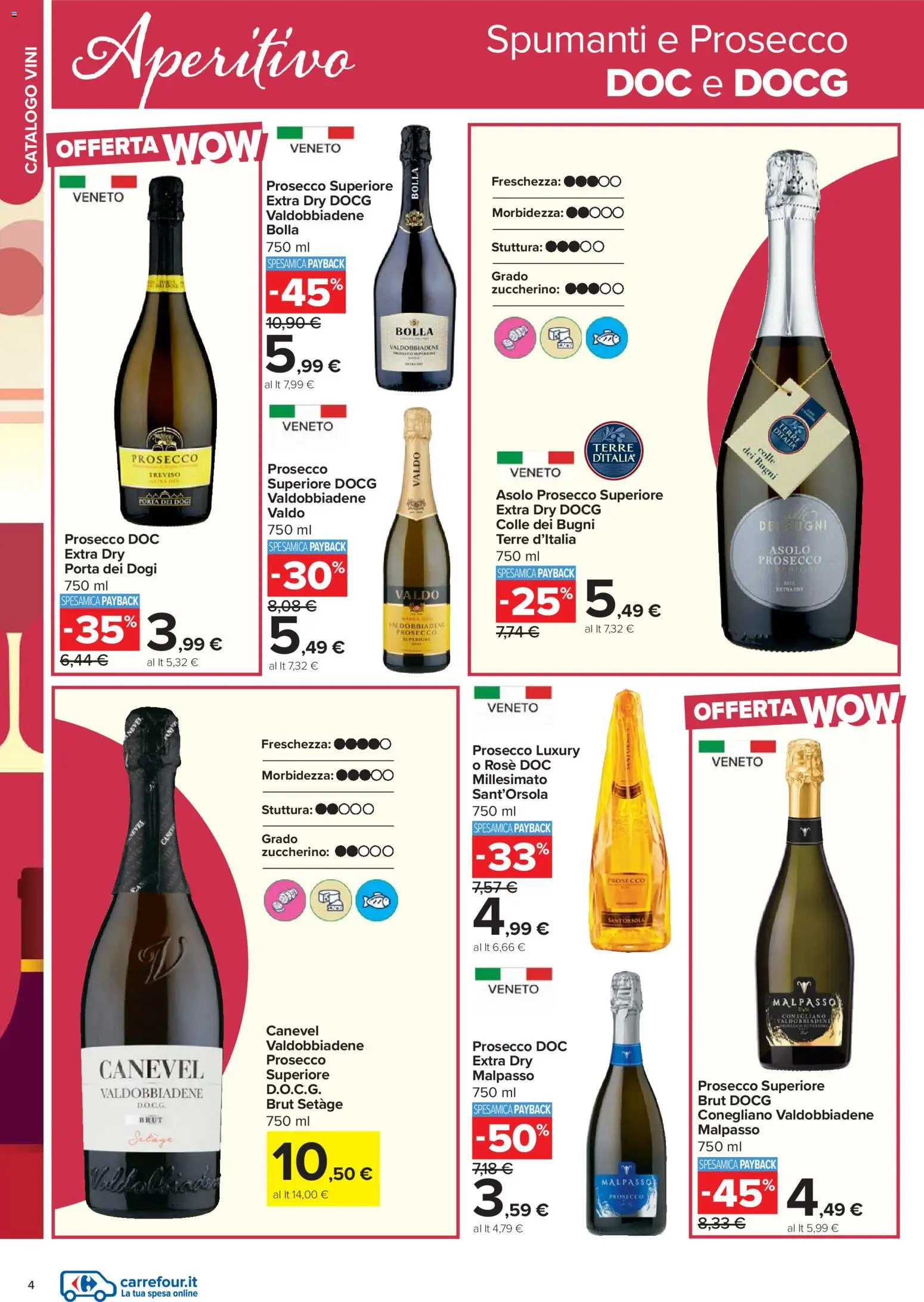 Volantino Carrefour del 17.02.2026 | Pagina: 4 | Prodotti: Prosecco, Aperitivo