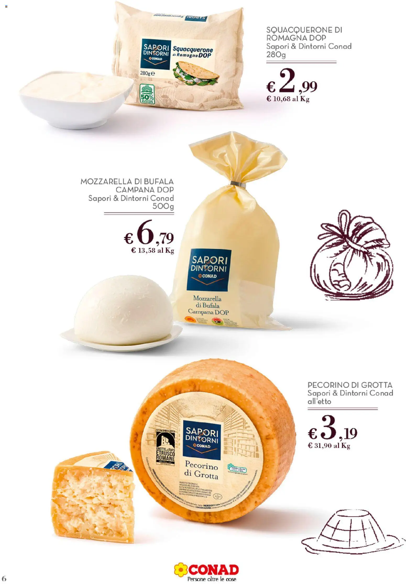 Volantino Conad del 01.12.2025 | Pagina: 6 | Prodotti: Mozzarella, Pecorino