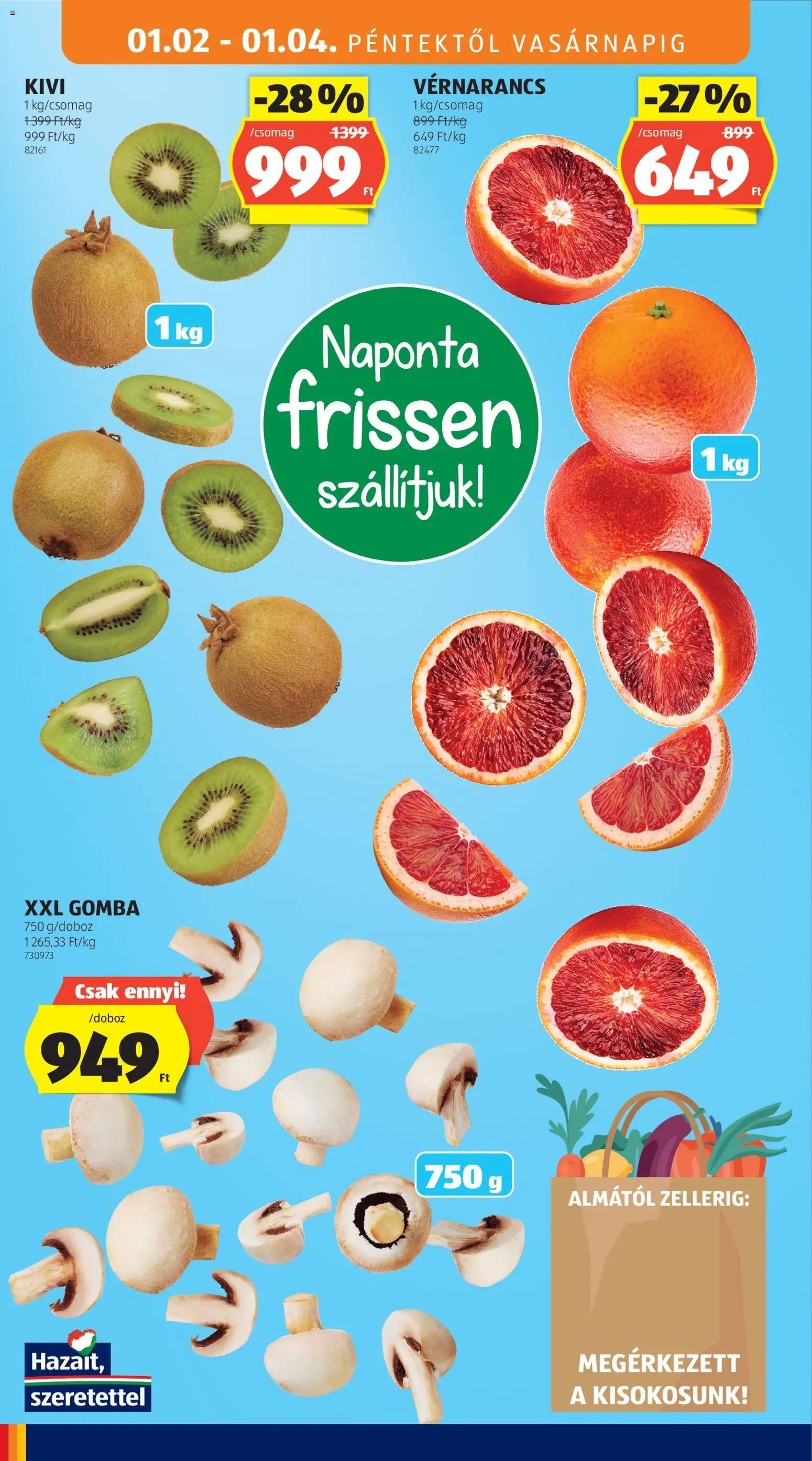 Aldi akciós ujság - amely érvényes a következő dátumtól: 02.01.2026 | Oldal: 6 | Termékek: Gomba, Kiwi