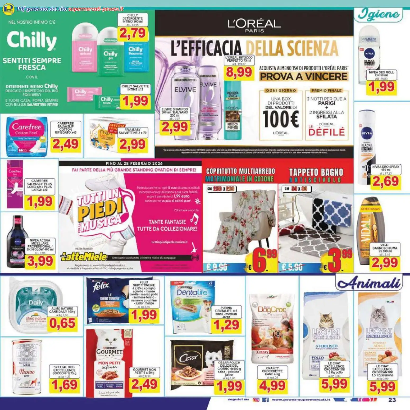 Volantino Pewex del 13.02.2026 | Pagina: 23 | Prodotti: Shampoo, Manzo, Intimo, Acqua