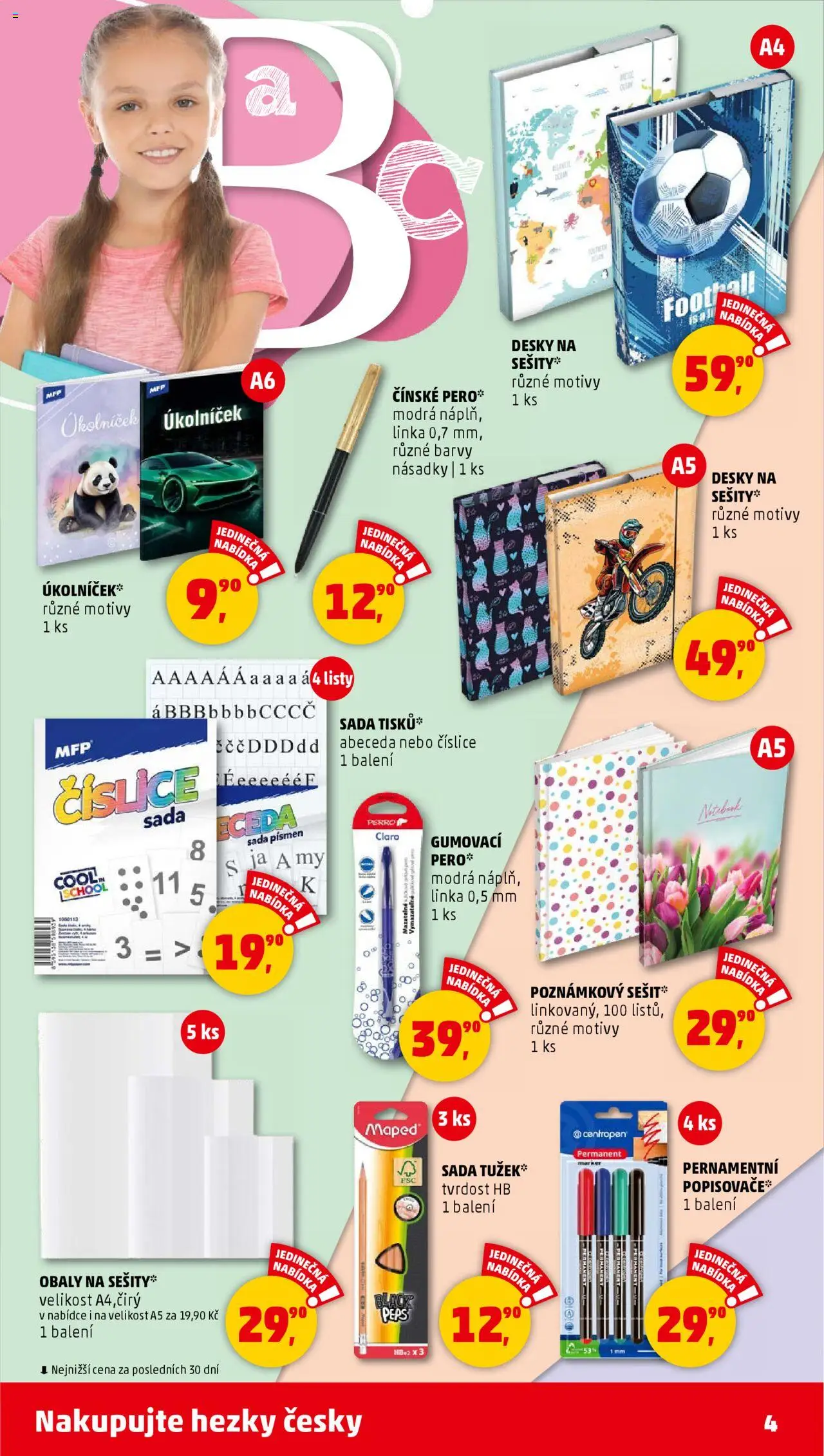 Penny Market katalog od 14.08.2025 | Strana: 4 | Produkty: Pero, Sešit, Desky, Barvy