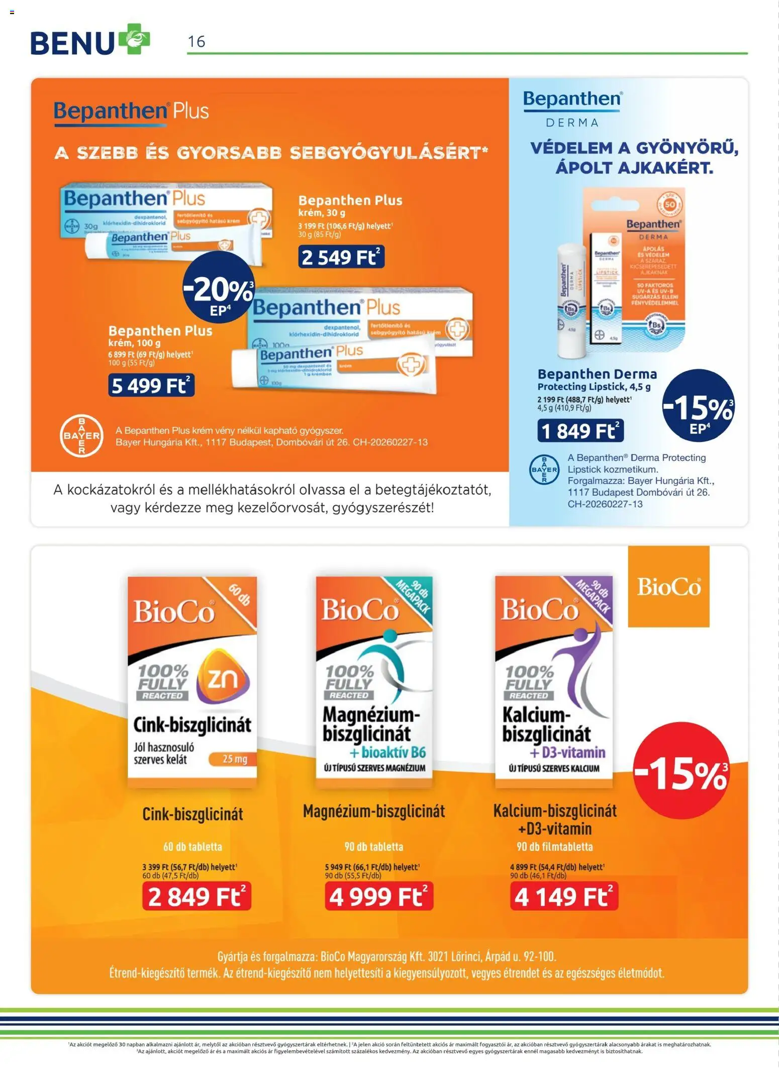 BENU Gyógyszertárak akciós ujság - amely érvényes a következő dátumtól: 04.04.2026 | Oldal: 16