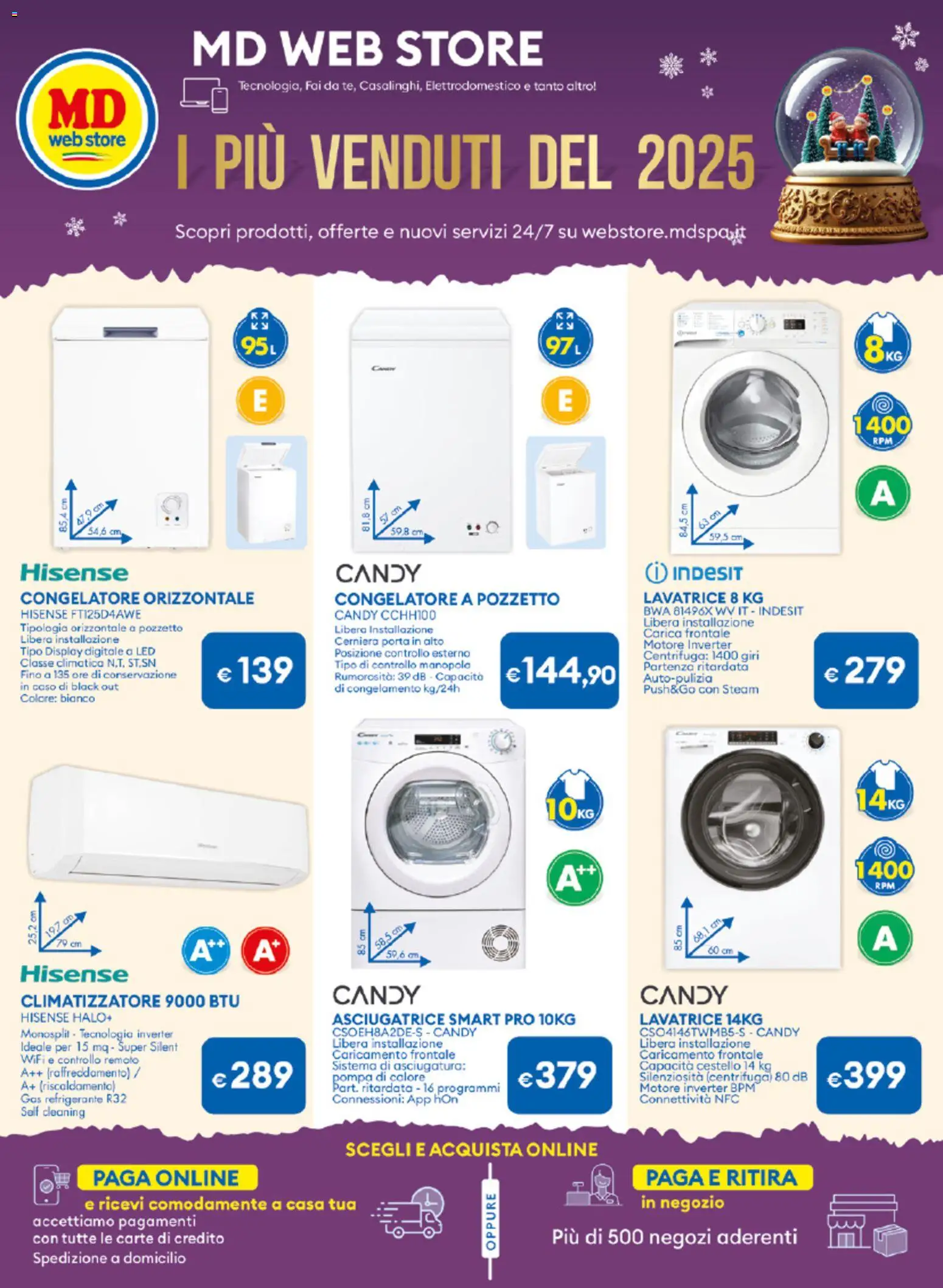 Volantino MD Discount del 16.12.2025 | Pagina: 21 | Prodotti: Climatizzatore, Lavatrice, Asciugatrice, Congelatore a pozzetto