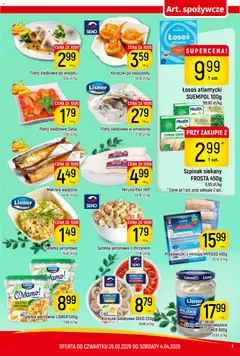 Pogląd oferty "Piotruś Pan gazetka" - ważna od 26.03.2026 | Strona: 7 | Produkty: Łosoś atlantycki, Miruna, Makrela, Sałatka