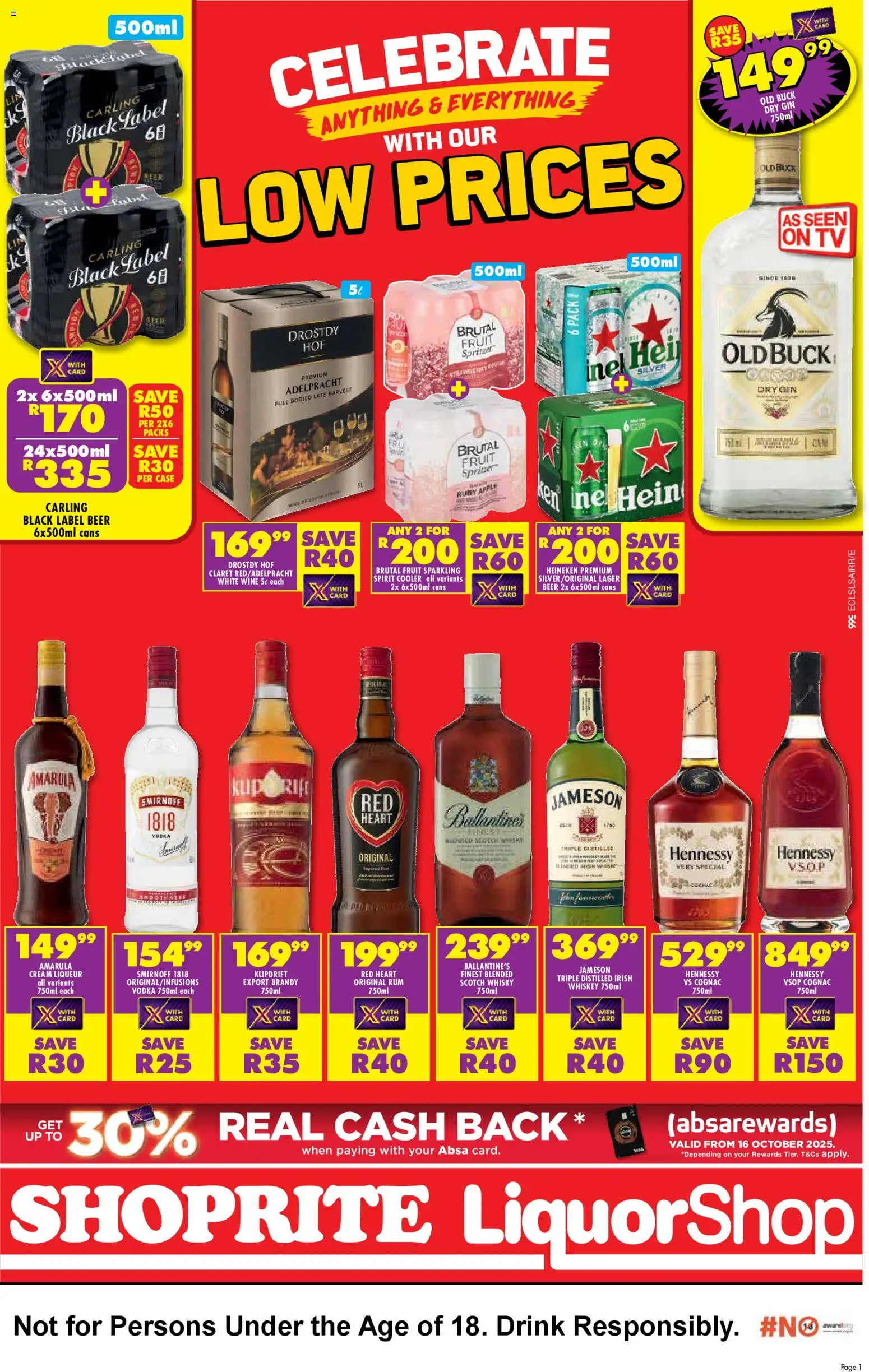 New Shoprite catalogue – valid from 24.10.2025 | Page: 1 | Products: Wine, Beer, Gin, Vodka