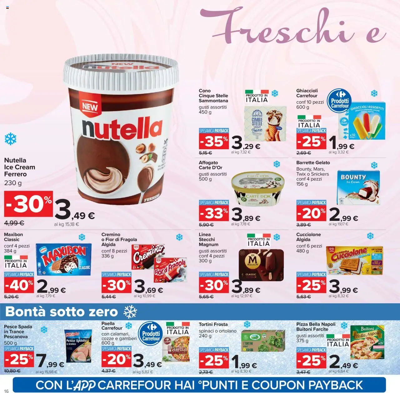 Volantino Carrefour del 05.09.2025 | Pagina: 16 | Prodotti: Pizza, Gelato, Limone, Paella