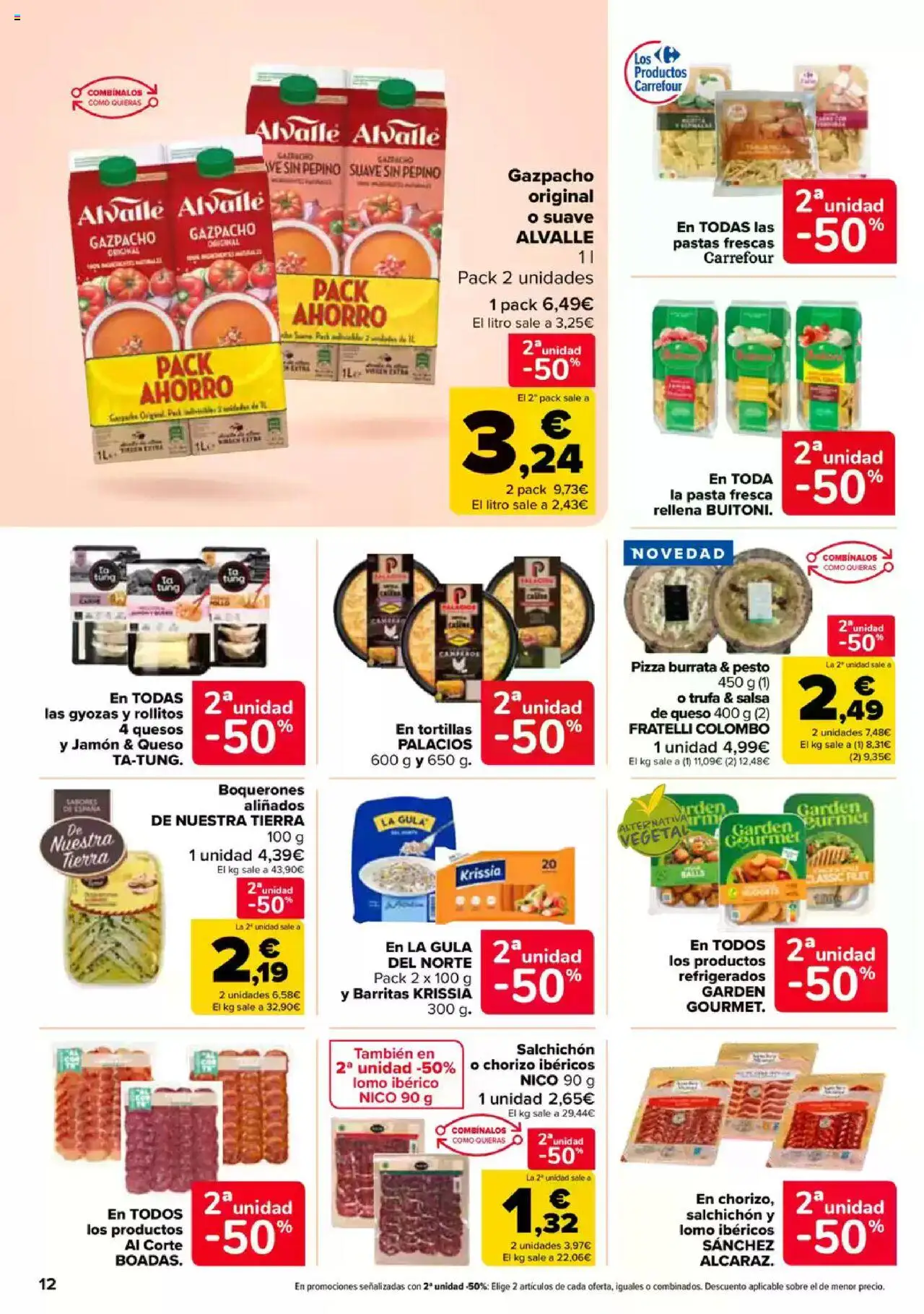 Carrefour folleto │ válido desde el 08.08.2025 | Página: 14 | Productos: Queso, Jamón, Pizza, Gazpacho