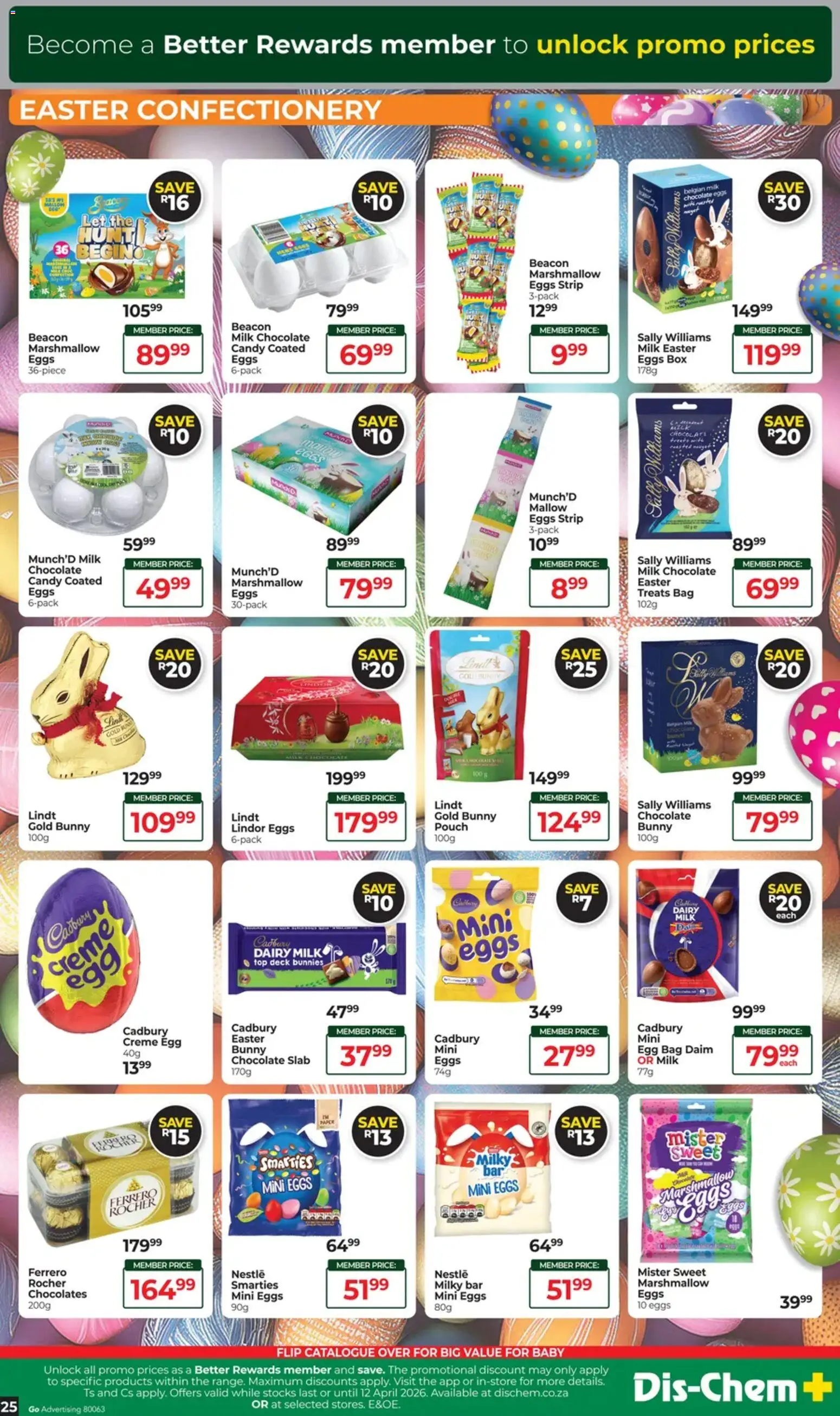 New Dis-Chem catalogue – valid from 17.03.2026 | Page: 25 | Products: Bag, Milk, Eggs, Chocolate