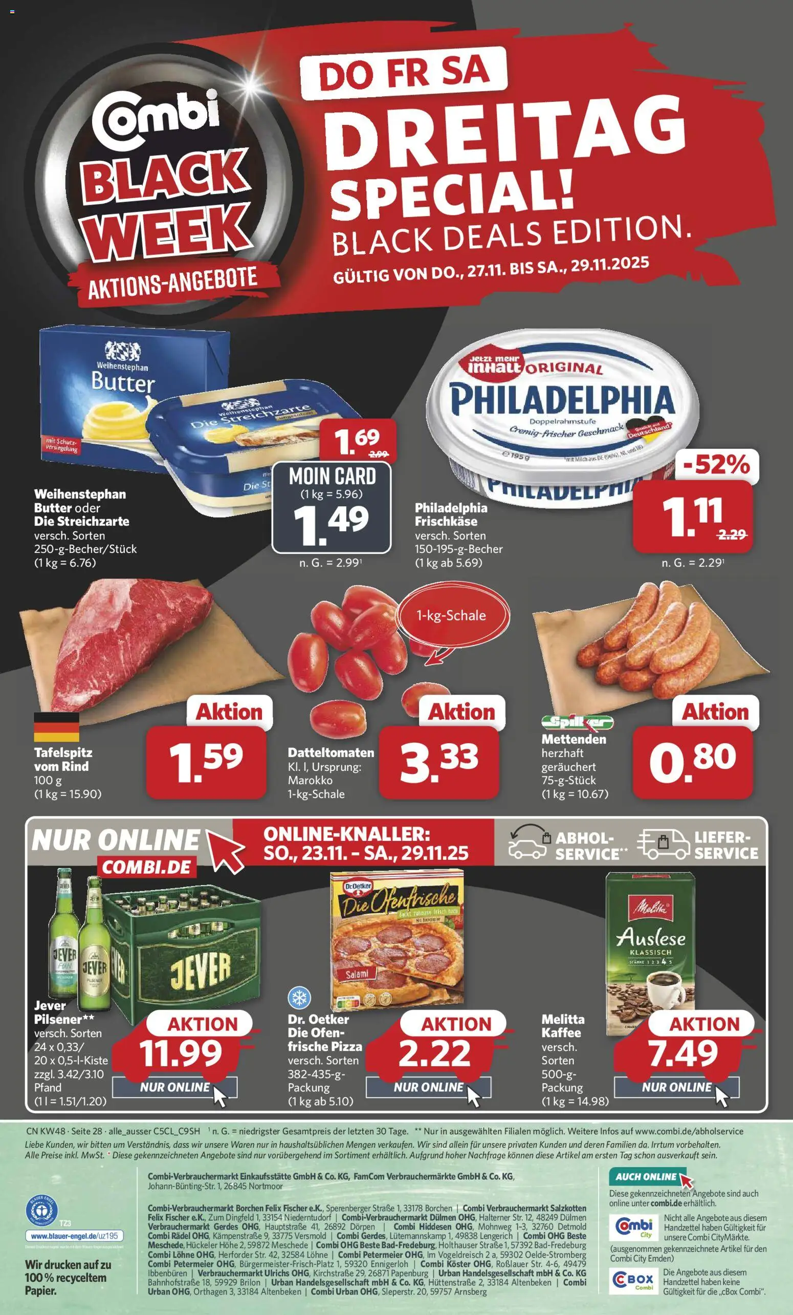Combi - Black Friday – gültig ab 24.11.2025 | Seite: 30 | Produkte: Milch, Jever, Salami, Pizza