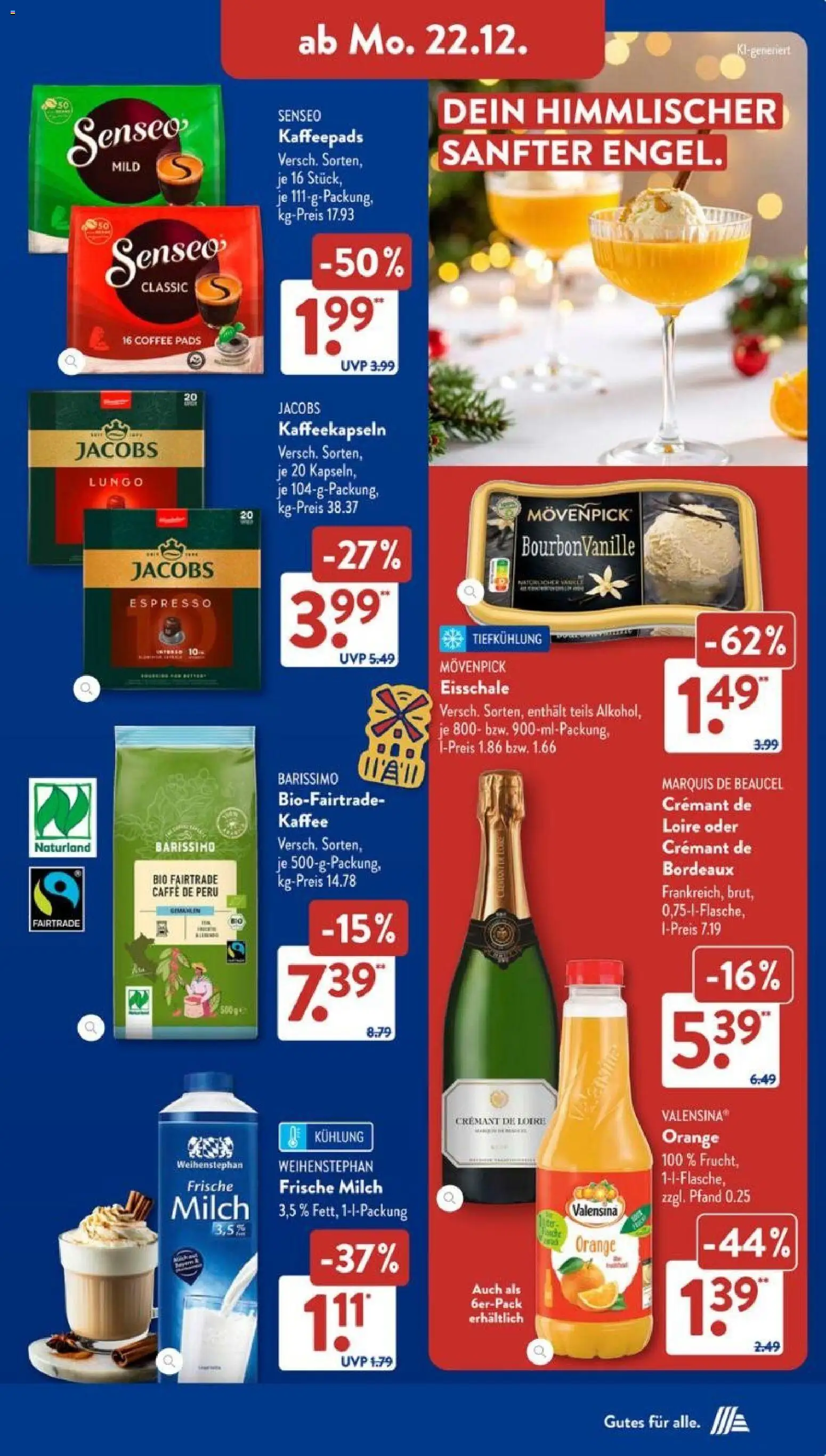 Aldi Süd Prospekt 	 – gültig ab 22.12.2025 | Seite: 17 | Produkte: Senseo, Kaffeepads, Milch, Valensina
