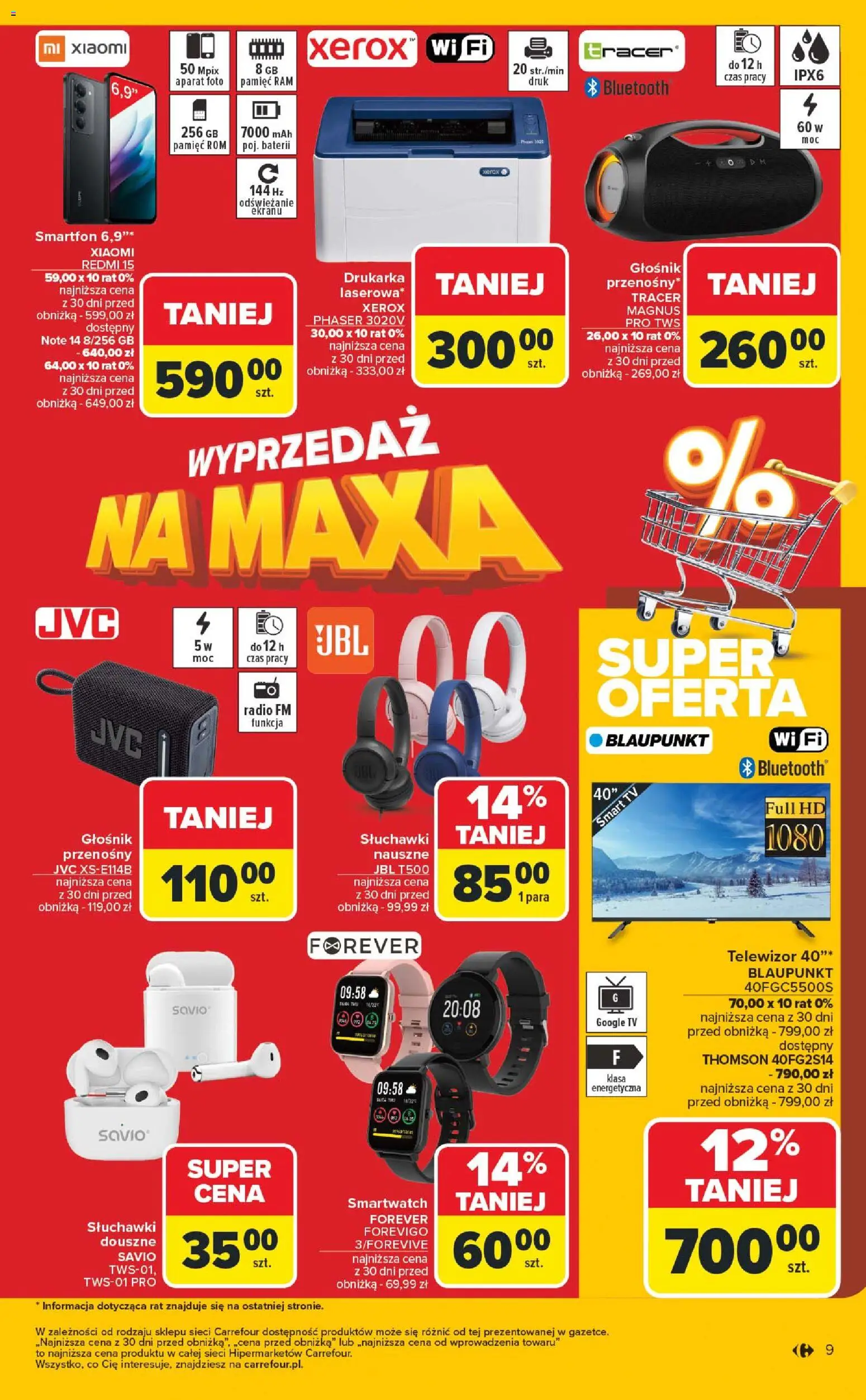Carrefour Gazetka - Wyprzedaż od 15.12.2025 | Strona: 9 | Produkty: Smartfon, Drukarka, Telewizor, Radio