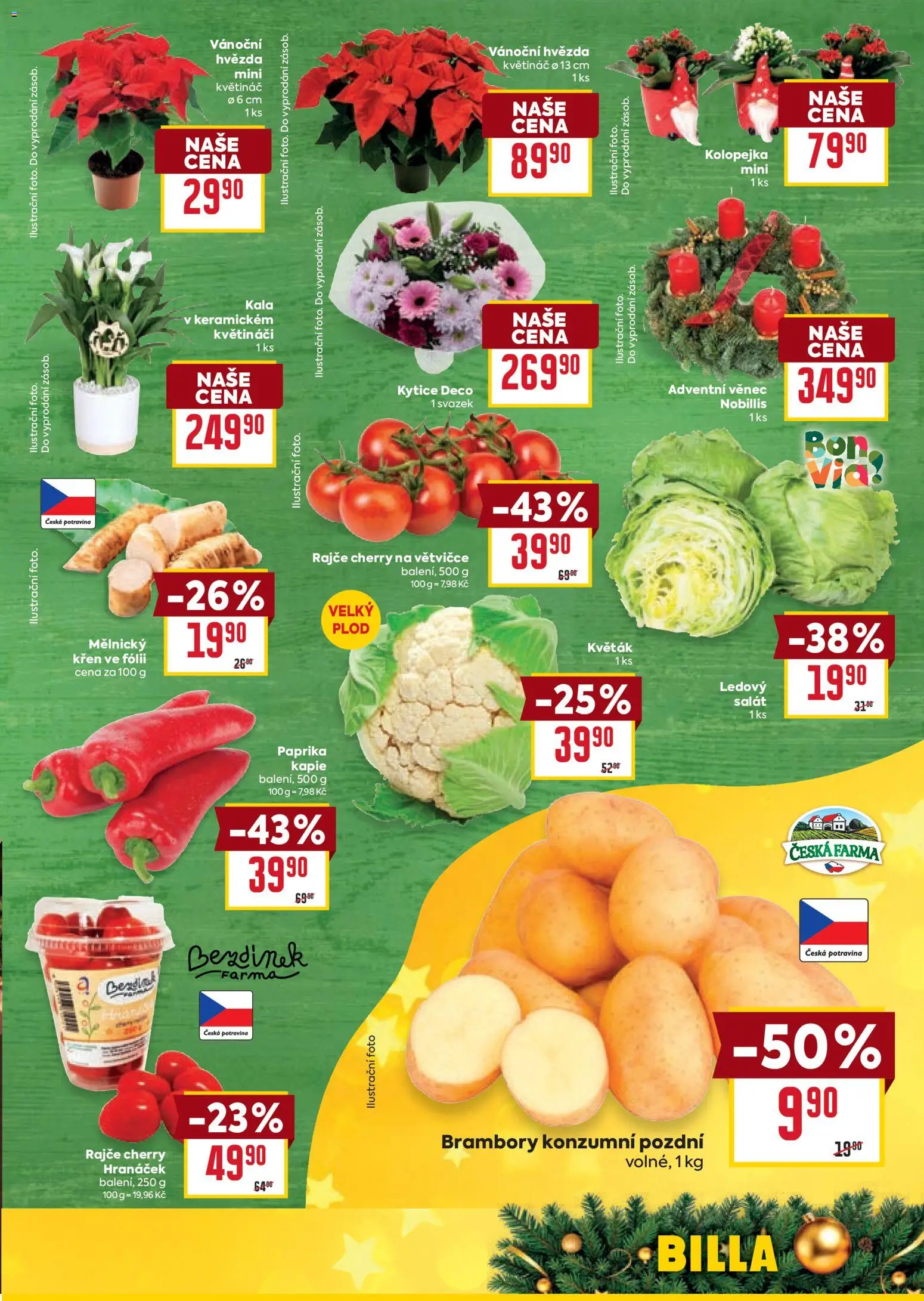 Billa Velký leták od 26.11.2025 | Strana: 3 | Produkty: Křen, Salát, Paprika, Květináč