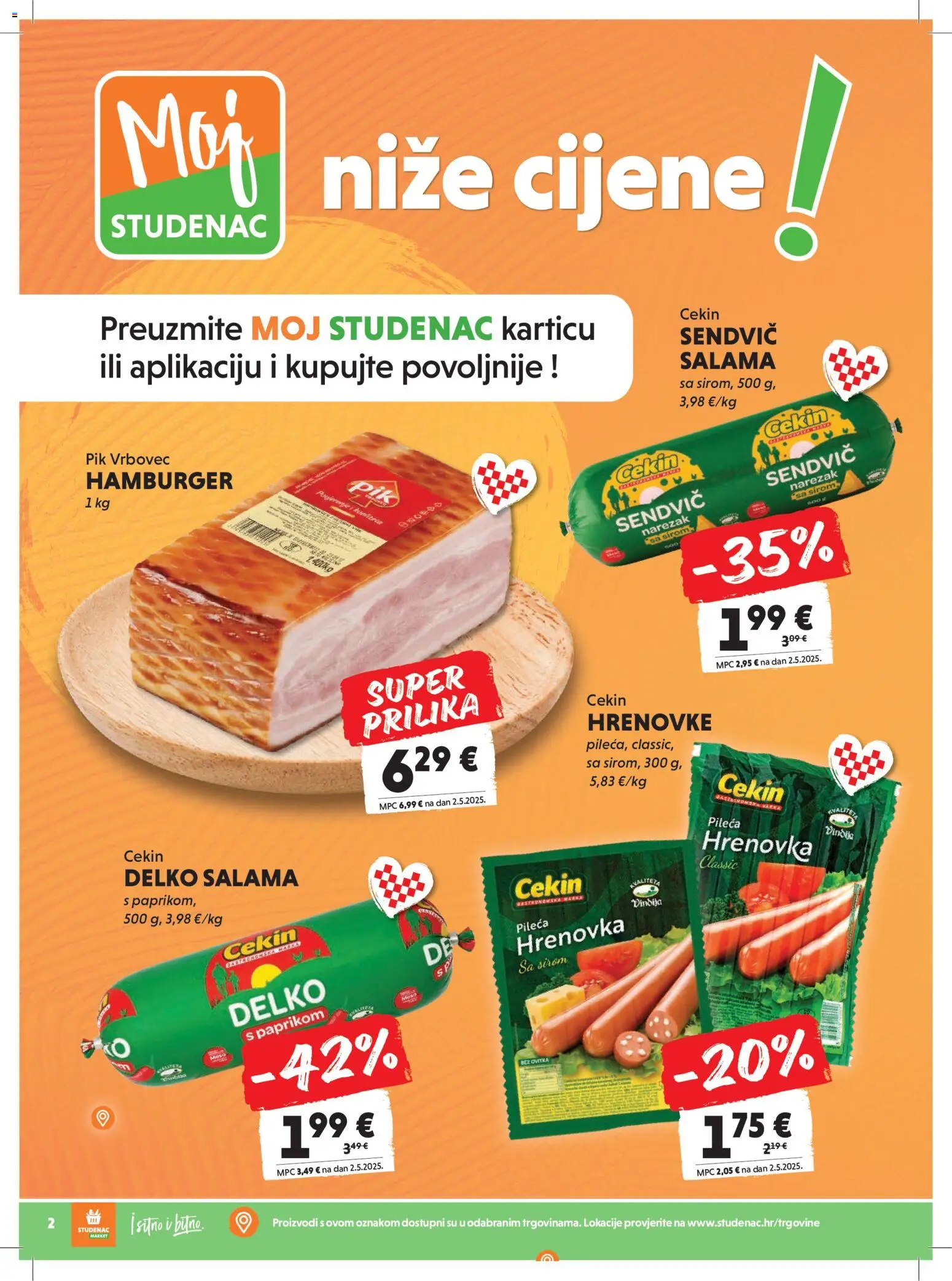 Studenac katalog | vrijedi od 12.11.2025 | Stranica: 2 | Proizvodi: Salama, Narezak, Pik Vrbovec, Hamburger