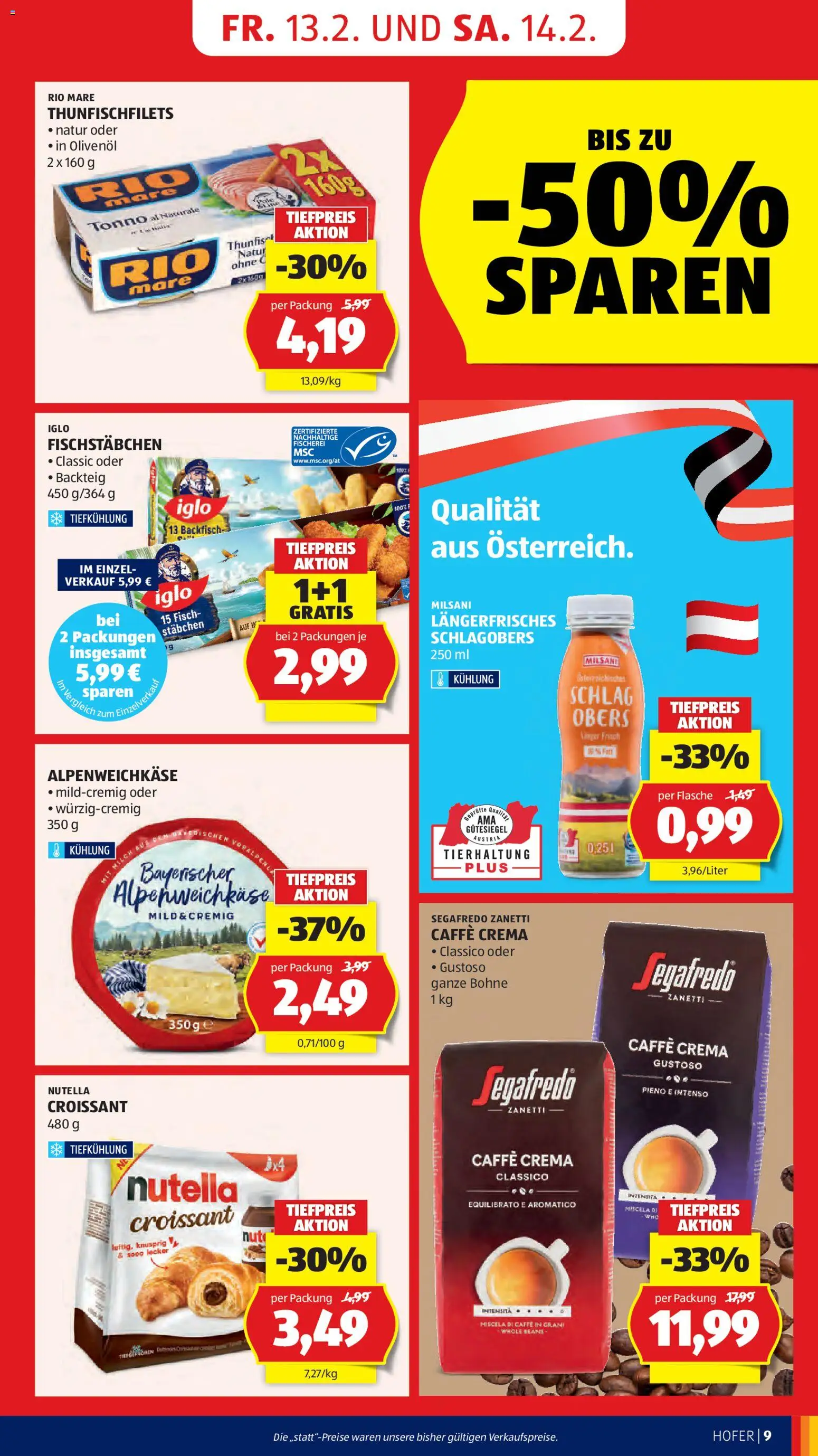 Hofer Flugblatt gültig ab 13.02.2026 | Seite: 11 | Produkte: Milch, Fisch