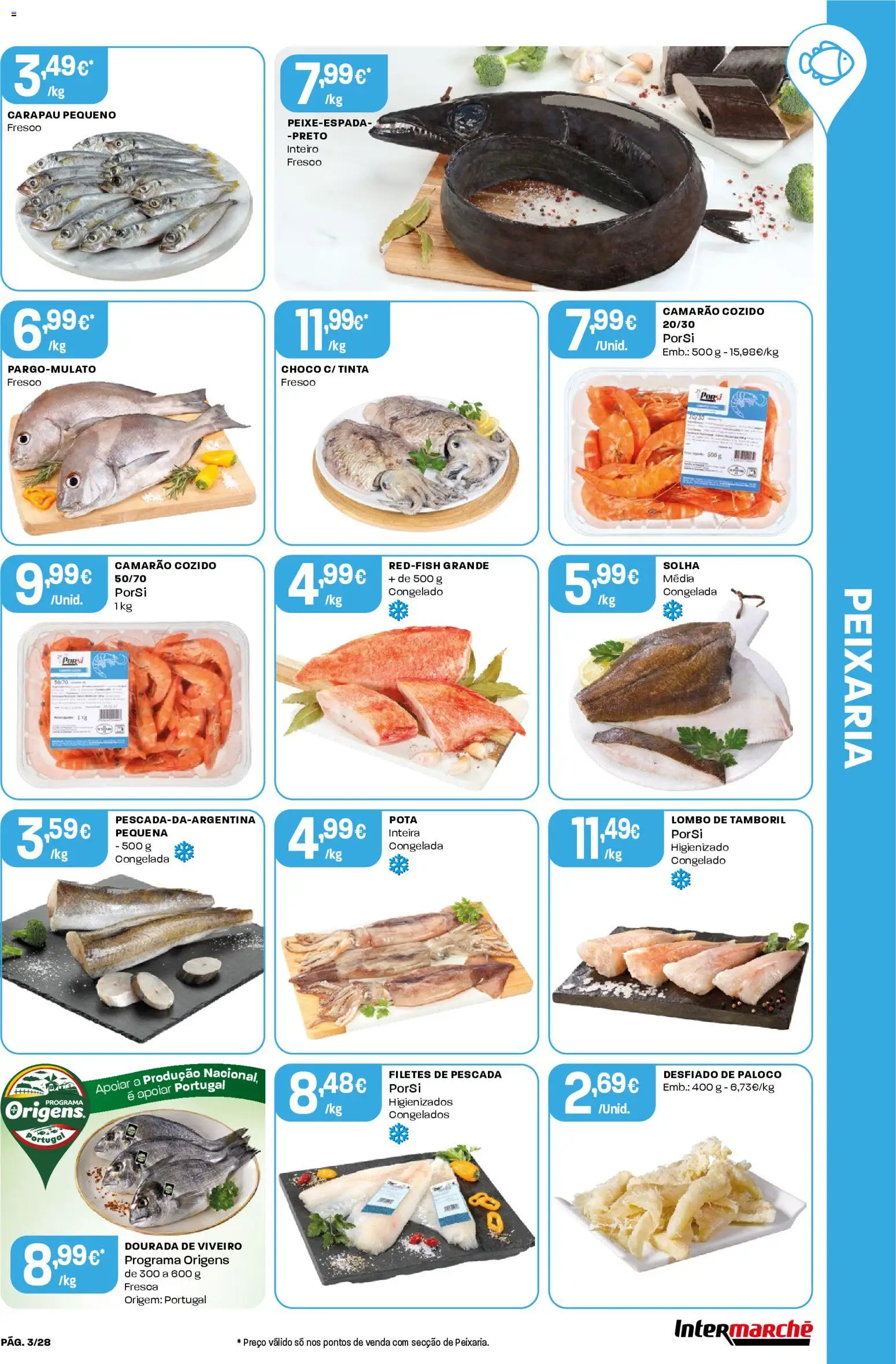 Intermarché Folheto Contact │ válido de 22.01.2026 | Página: 3 | Produtos: Dourada, Pescada, Camarão, Tamboril