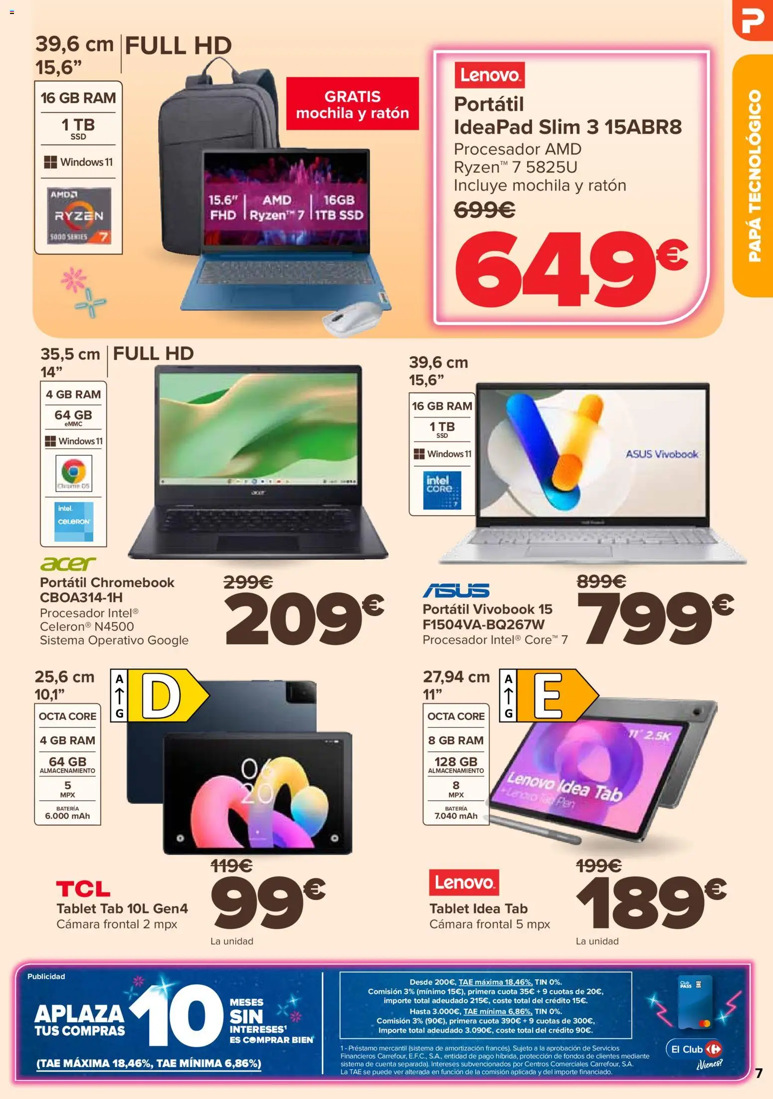 Carrefour folleto Dia del Padre │ válido desde el 04.03.2026 | Página: 7 | Productos: Mochila, Tablet, Cámara, Batería