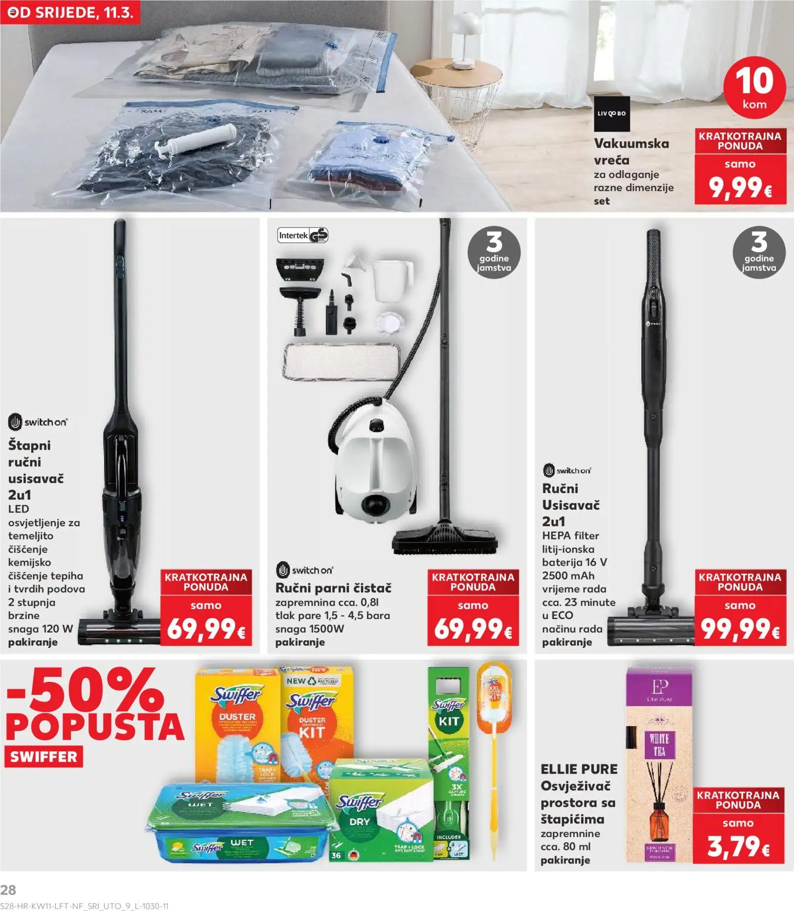 Kaufland katalog | vrijedi od 11.03.2026 | Stranica: 28 | Proizvodi: Usisavač, Baterija, Osvježivač prostora, Parni čistač