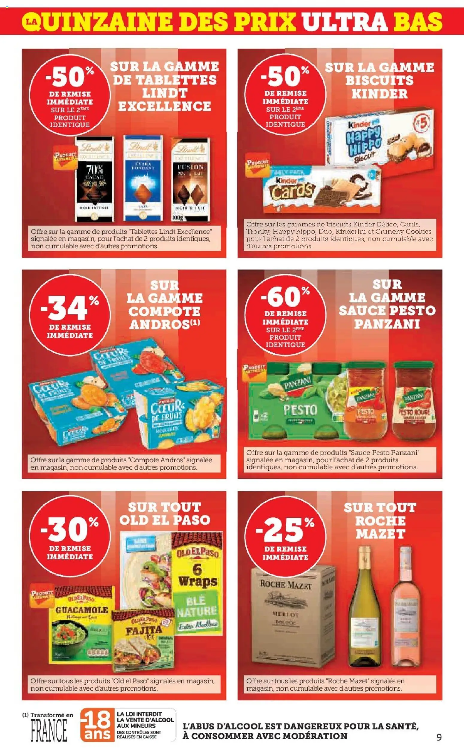 {H1} | Page: 9 | Produits: Pesto, Cookies, Lindt, Biscuits