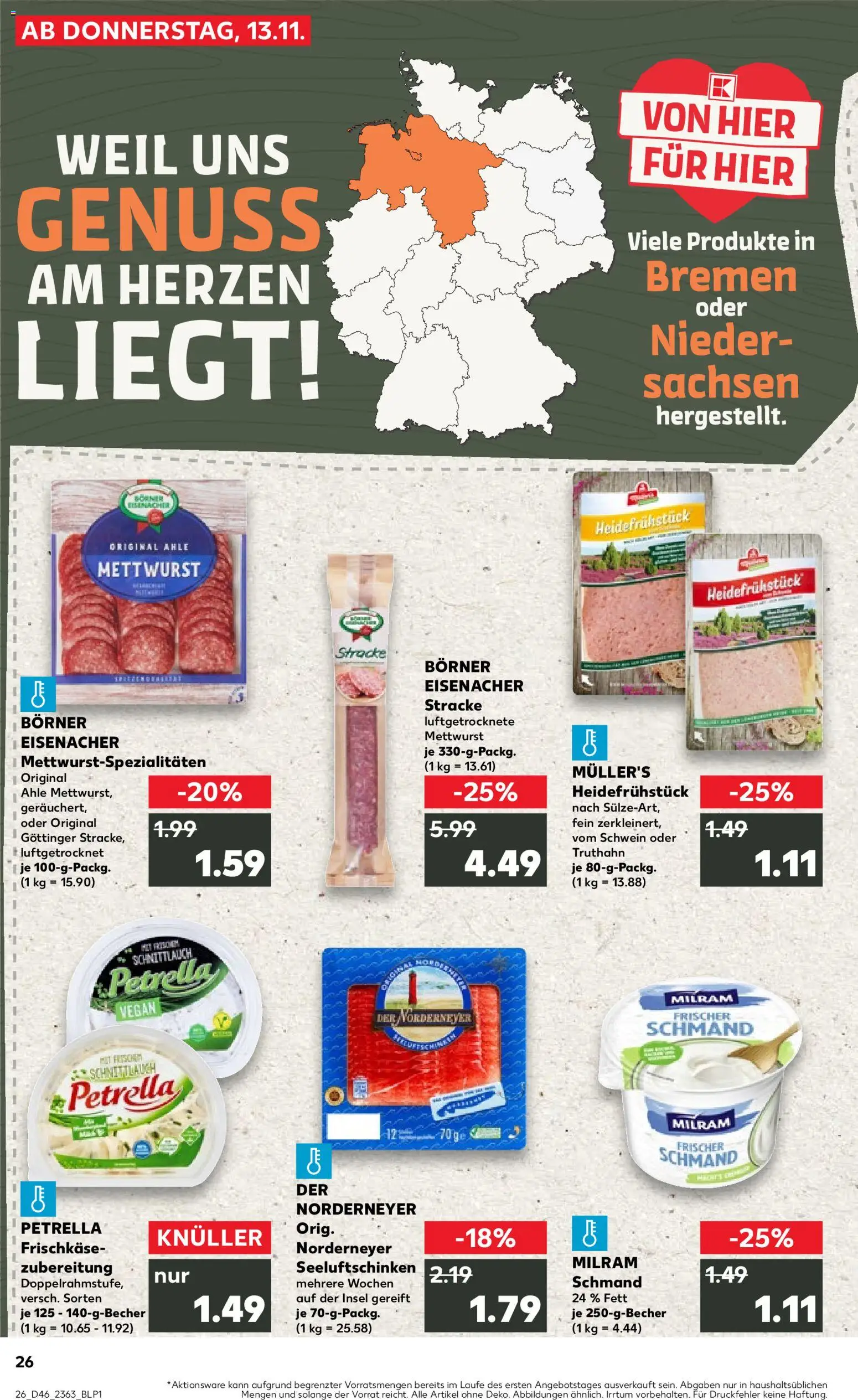 Kaufland prospekt Bremen	 – gültig ab 13.11.2025 | Seite: 26 | Produkte: Milram, Frischkase