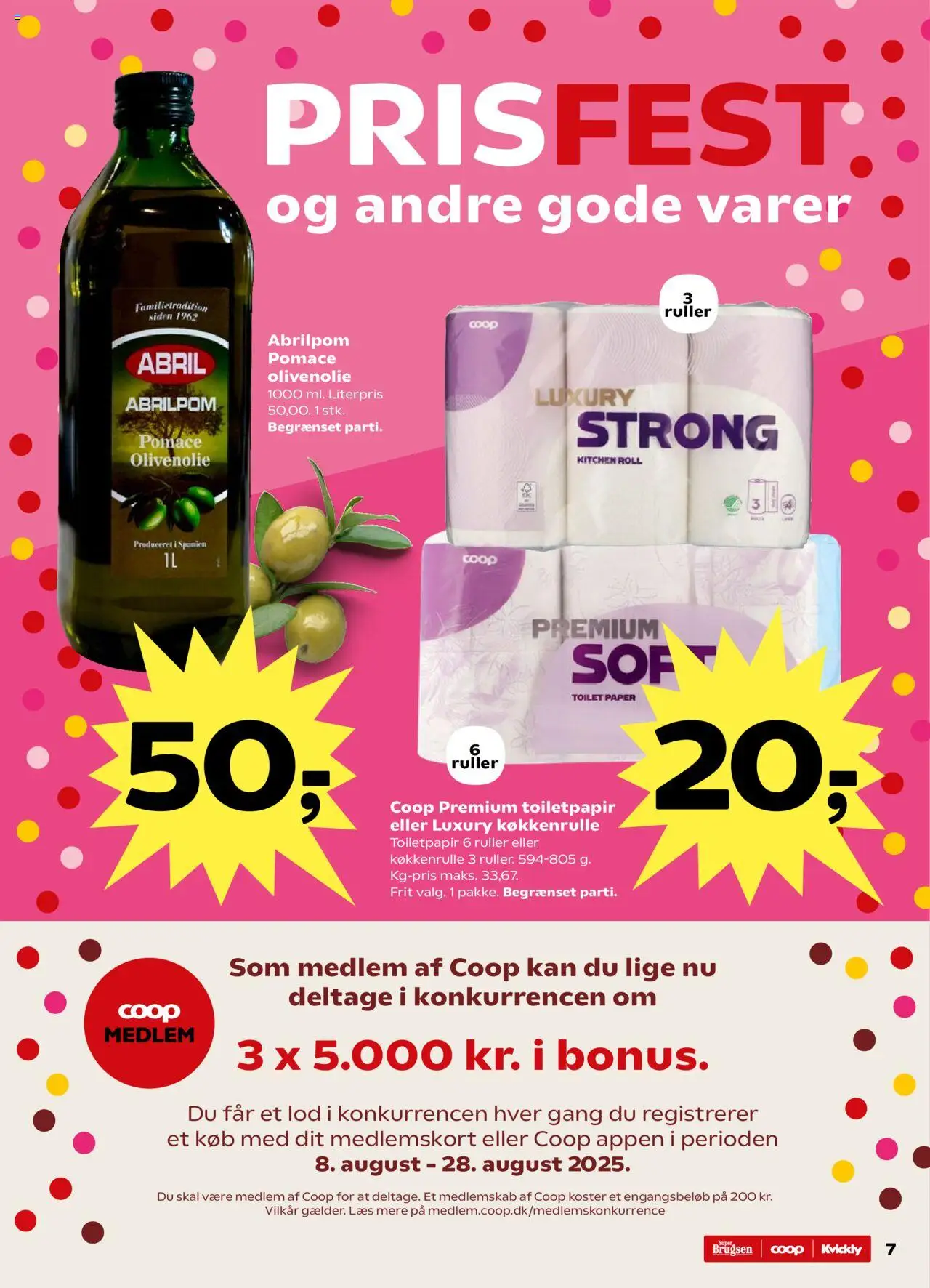Super Brugsen Tilbudsavis gyldig fra 22.08.2025 | Side: 7 | Produkter: Toilet, Olivenolie, Søm