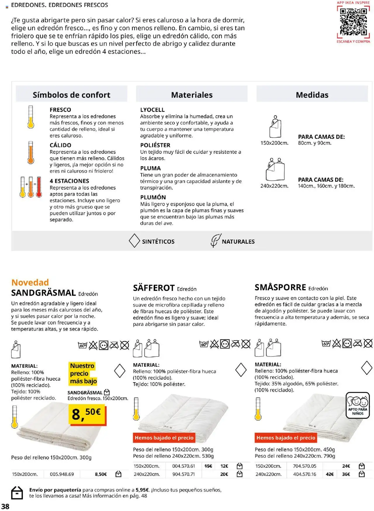 Catálogo IKEA Confort │ válido desde el 04.02.2025 | Página: 38 | Productos: Edredón, Té, Peso