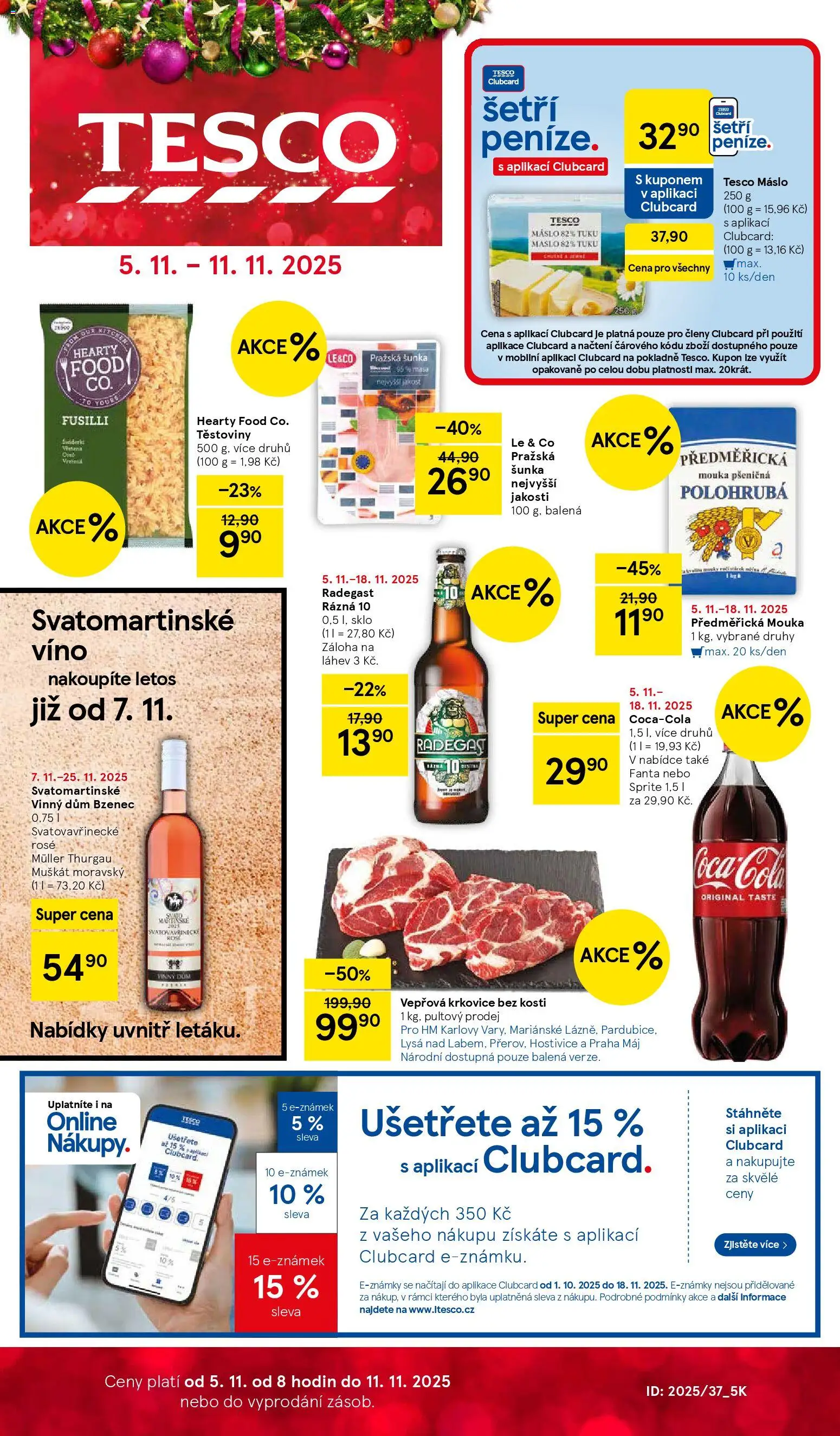 Tesco Black Friday od 05.11.2025 | Strana: 1 | Produkty: Máslo, Radegast, Krkovice bez kosti, Mouka