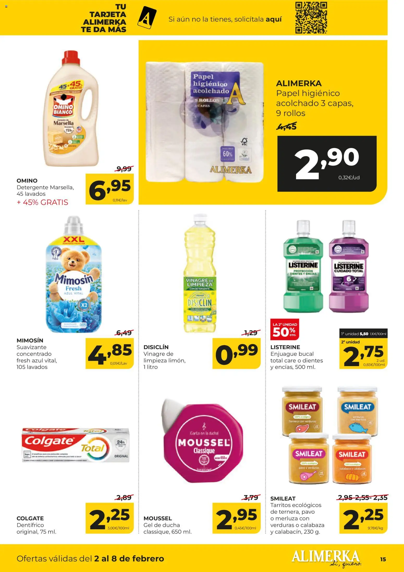 Alimerka folleto Castilla y León │ válido desde el 02.02.2026 | Página: 15 | Productos: Papel higienico, Té, Suavizante, Ducha