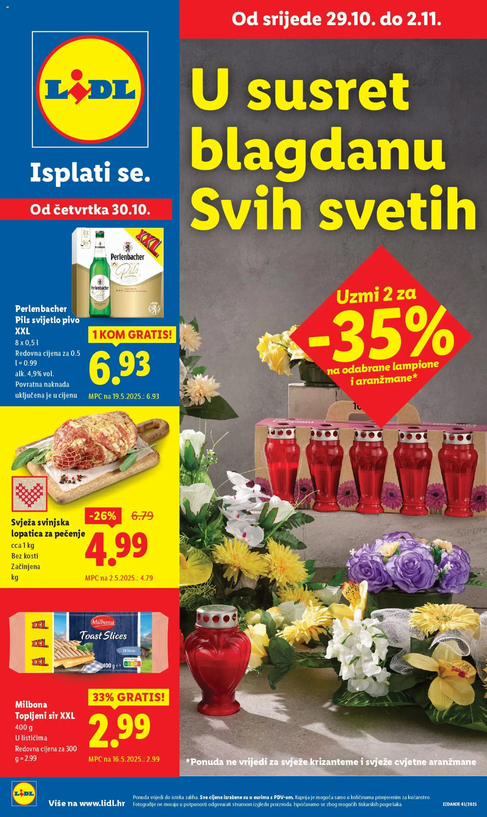 Lidl katalog | vrijedi od 29.10.2025 | Stranica: 1 | Proizvodi: Svinjska lopatica, Toast, Pivo, Lopatica