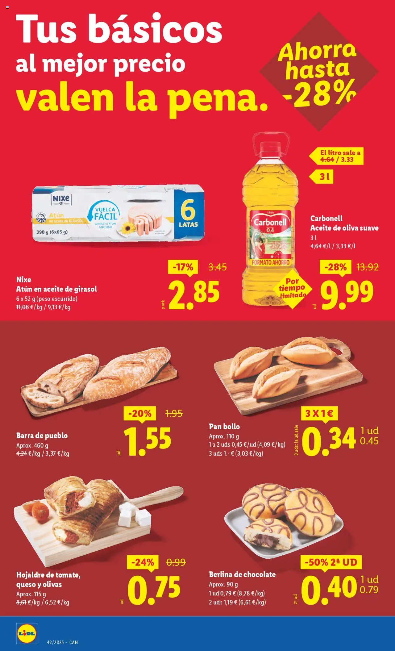 Lidl - Canarias │ válido desde el 13.10.2025 | Página: 2 | Productos: Aceite, Pan, Chocolate, Peso
