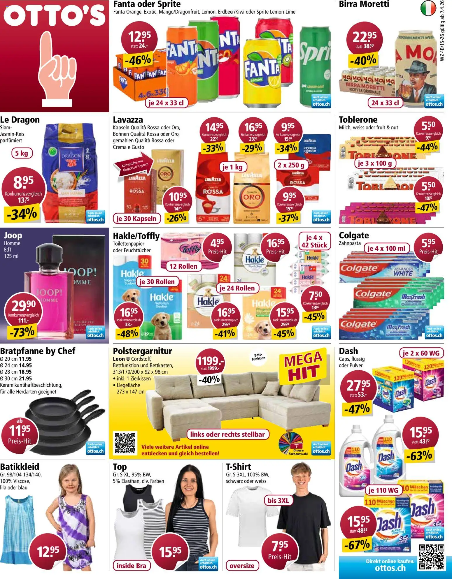 Otto's aktionen – gültig ab 07.04.2026 | Seite: 1 | Produkte: Fanta, Jasminreis, Bett, Toilettenpapier