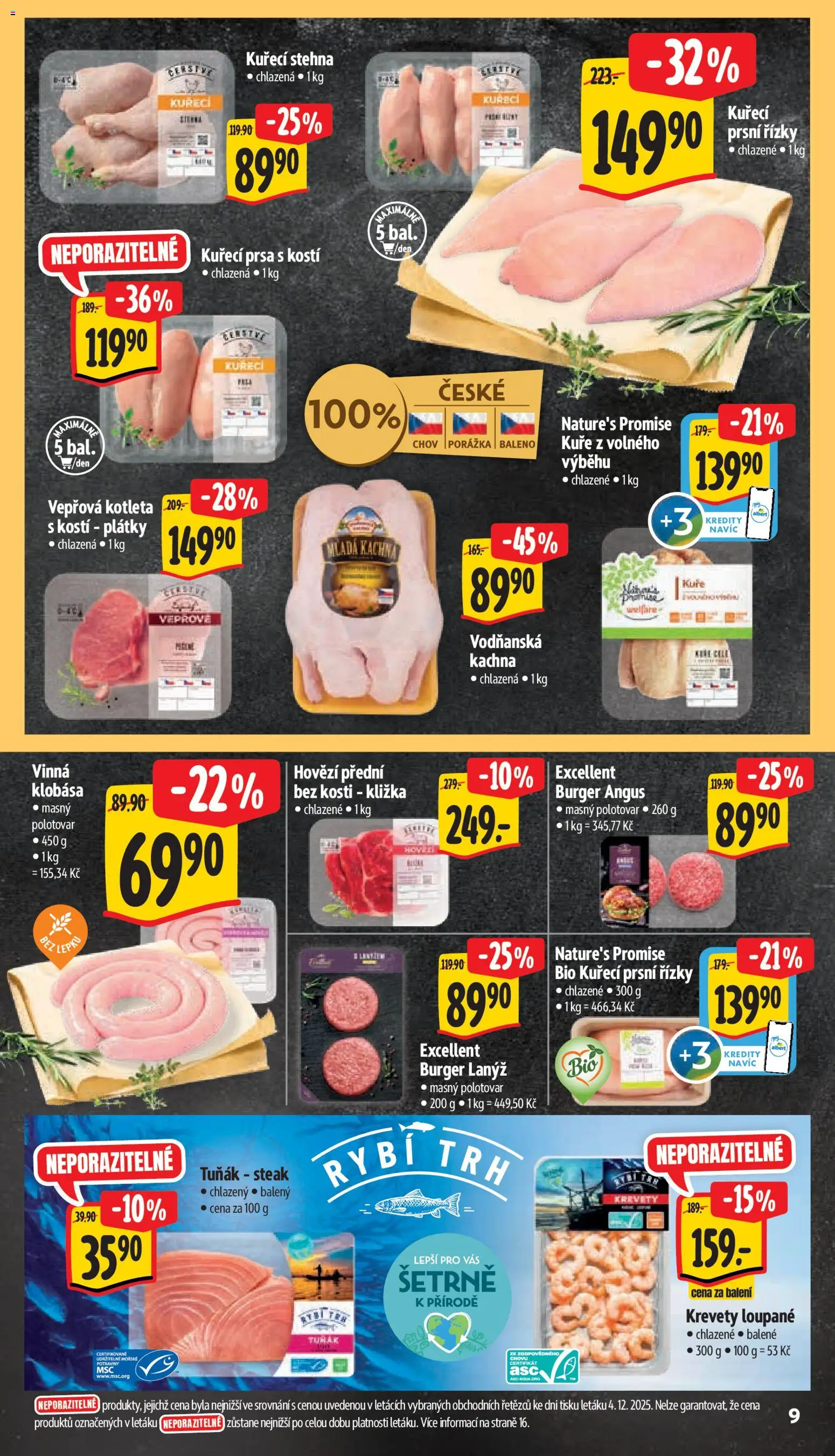 Albert leták - Supermarket od 10.12.2025 | Strana: 16 | Produkty: Tuňák, Krevety loupané, Tuňák steak, Krevety