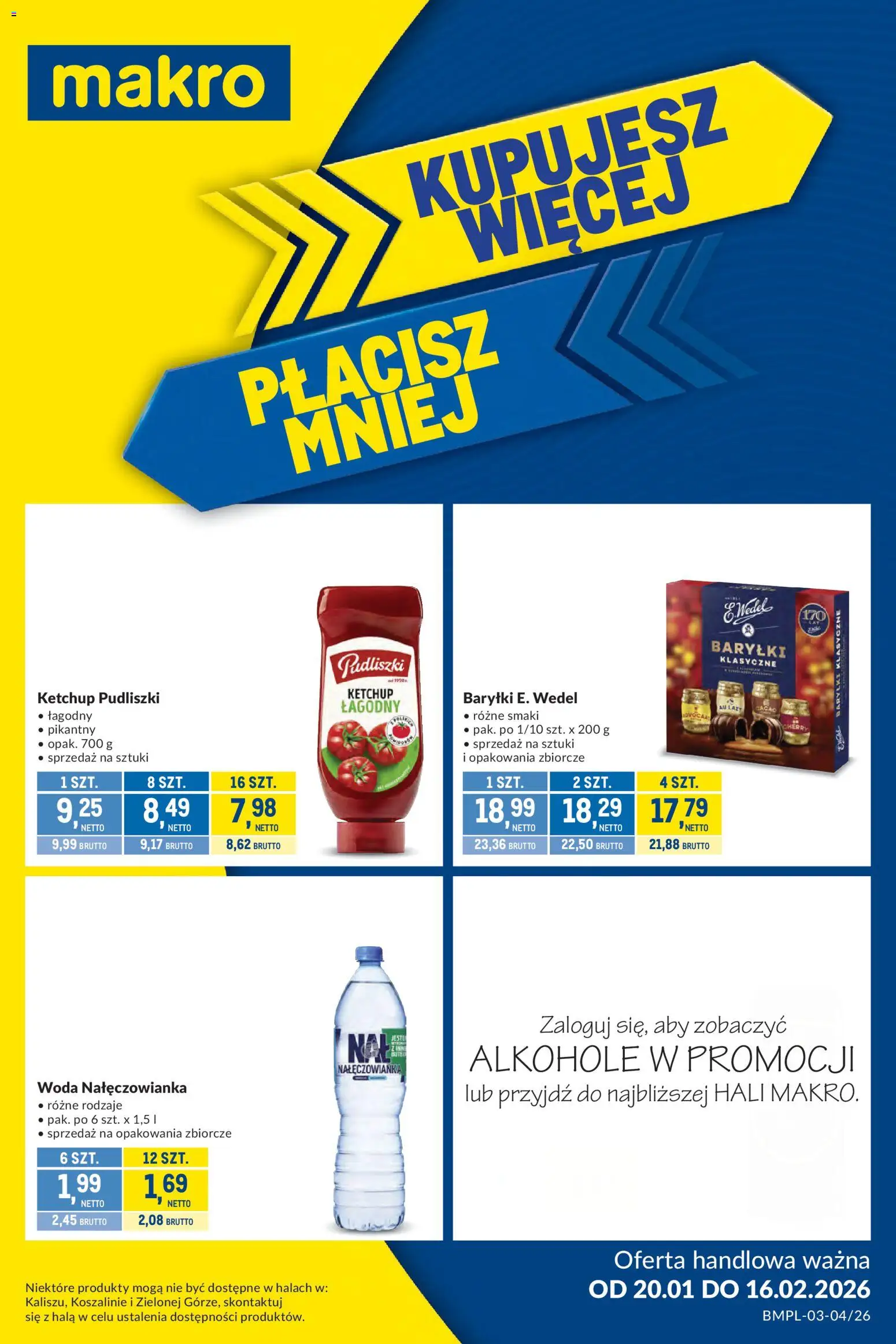 Makro Gazetka - Kupujesz więcej płacisz mniej od 20.01.2026 | Strona: 1 | Produkty: Ketchup, Ketchup pudliszki, Woda