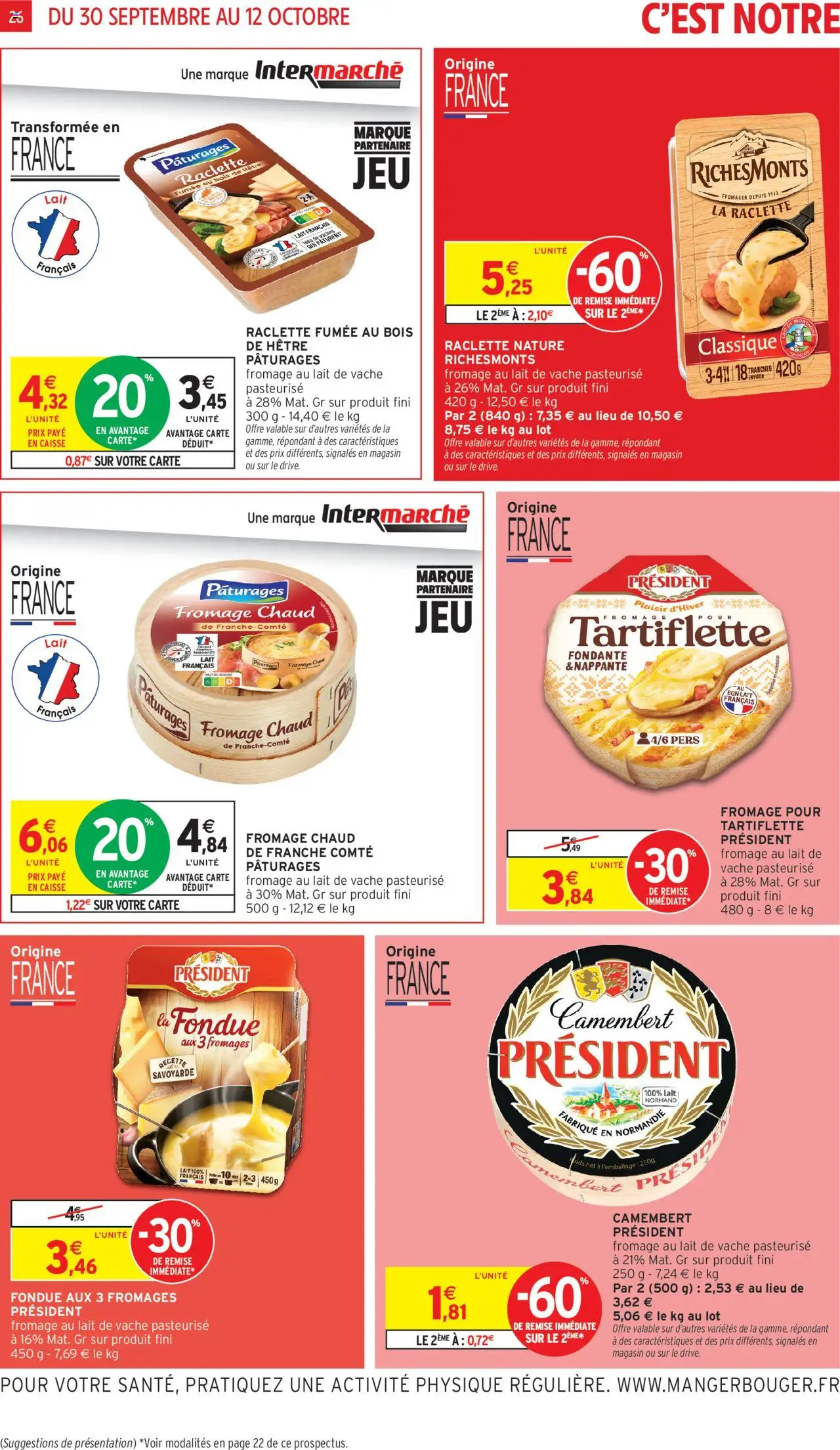  | Page: 26 | Produits: Raclette nature richesmonts, Tartiflette, Camembert, Fromage pour tartiflette