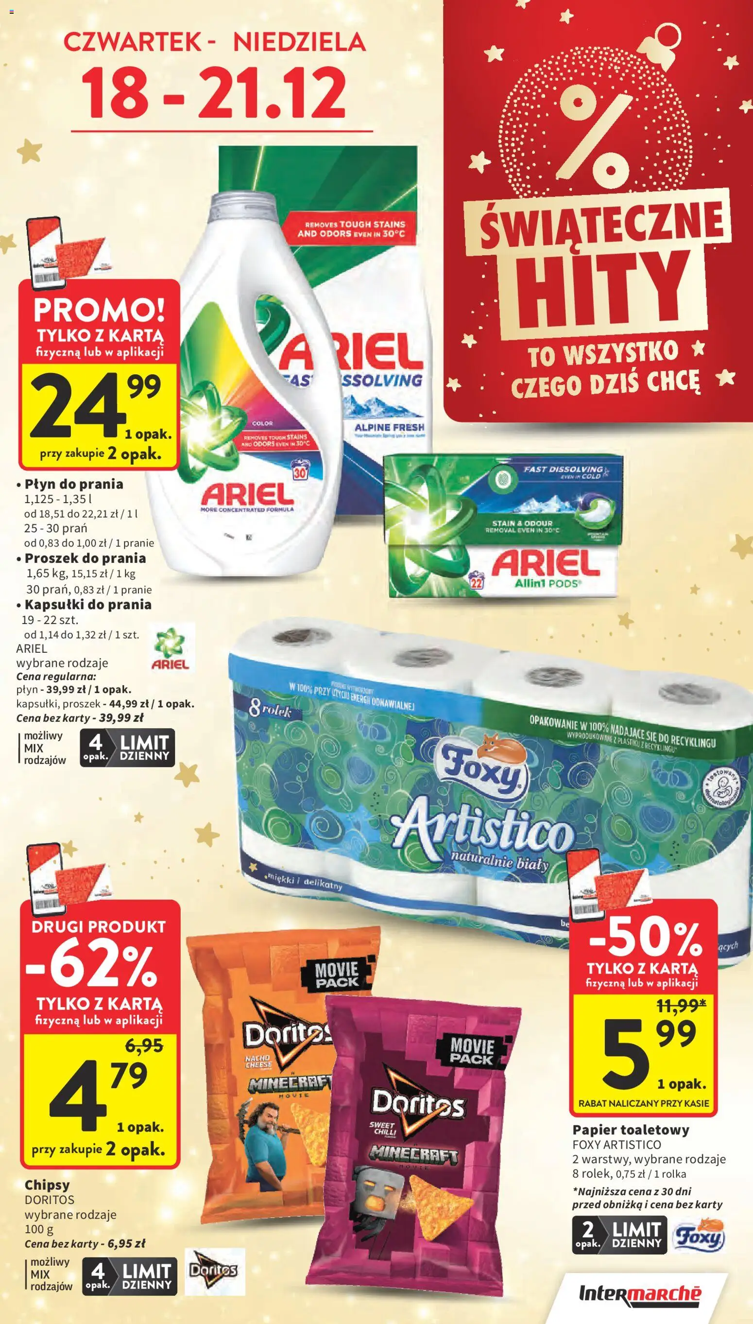 Intermarche Gazetka od 18.12.2025 | Strona: 6 | Produkty: Karta, Doritos, Ariel, Proszek do prania