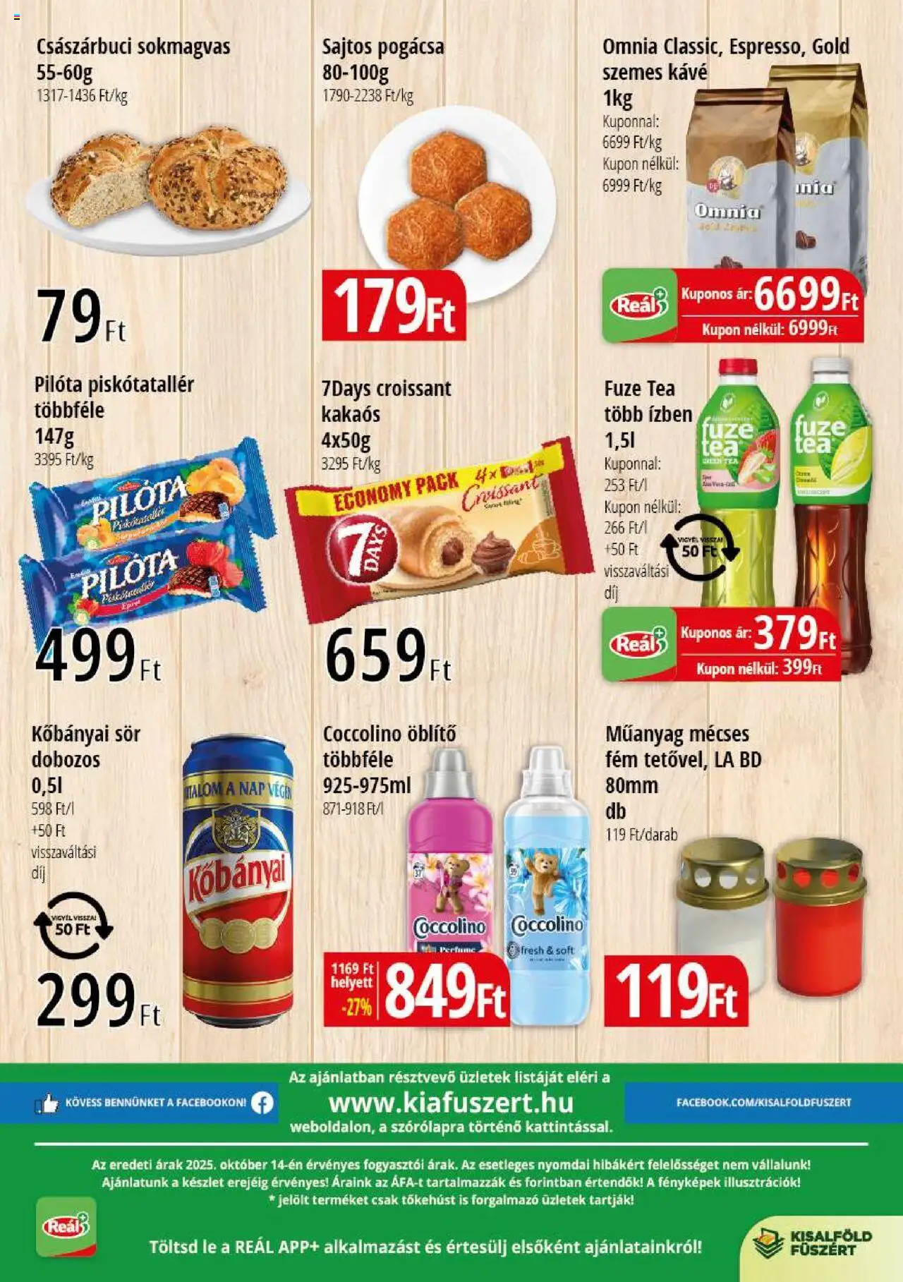 Reál akciós ujság - amely érvényes a következő dátumtól: 22.10.2025 | Oldal: 2 | Termékek: Kisela pavlaka, Öblítő, Kávé, Mécses