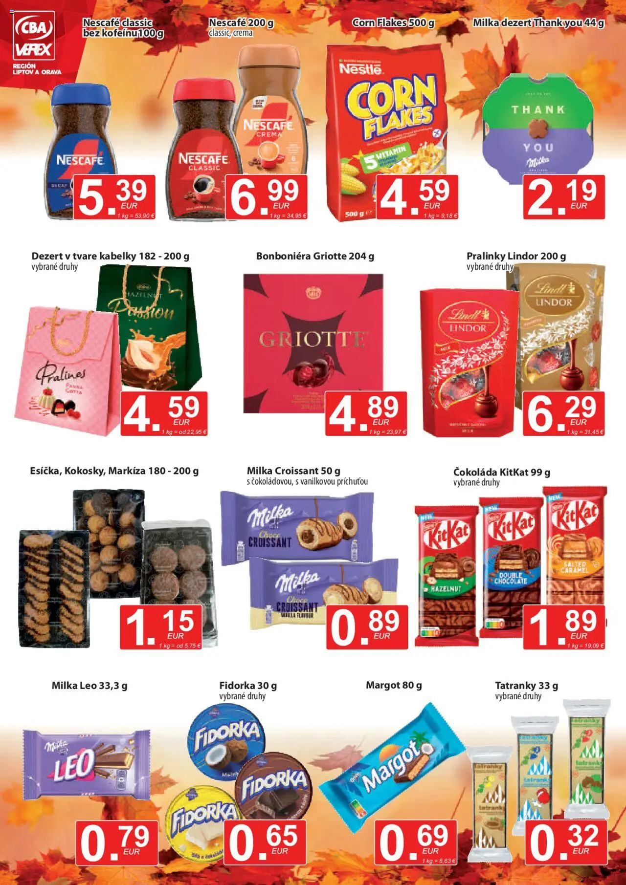 Nové CBA Verex akcie – leták je platný od 16.10.2025 | Strana: 8 | Produkty: Croissant, Čokoláda, Milka, Nescafé Classic