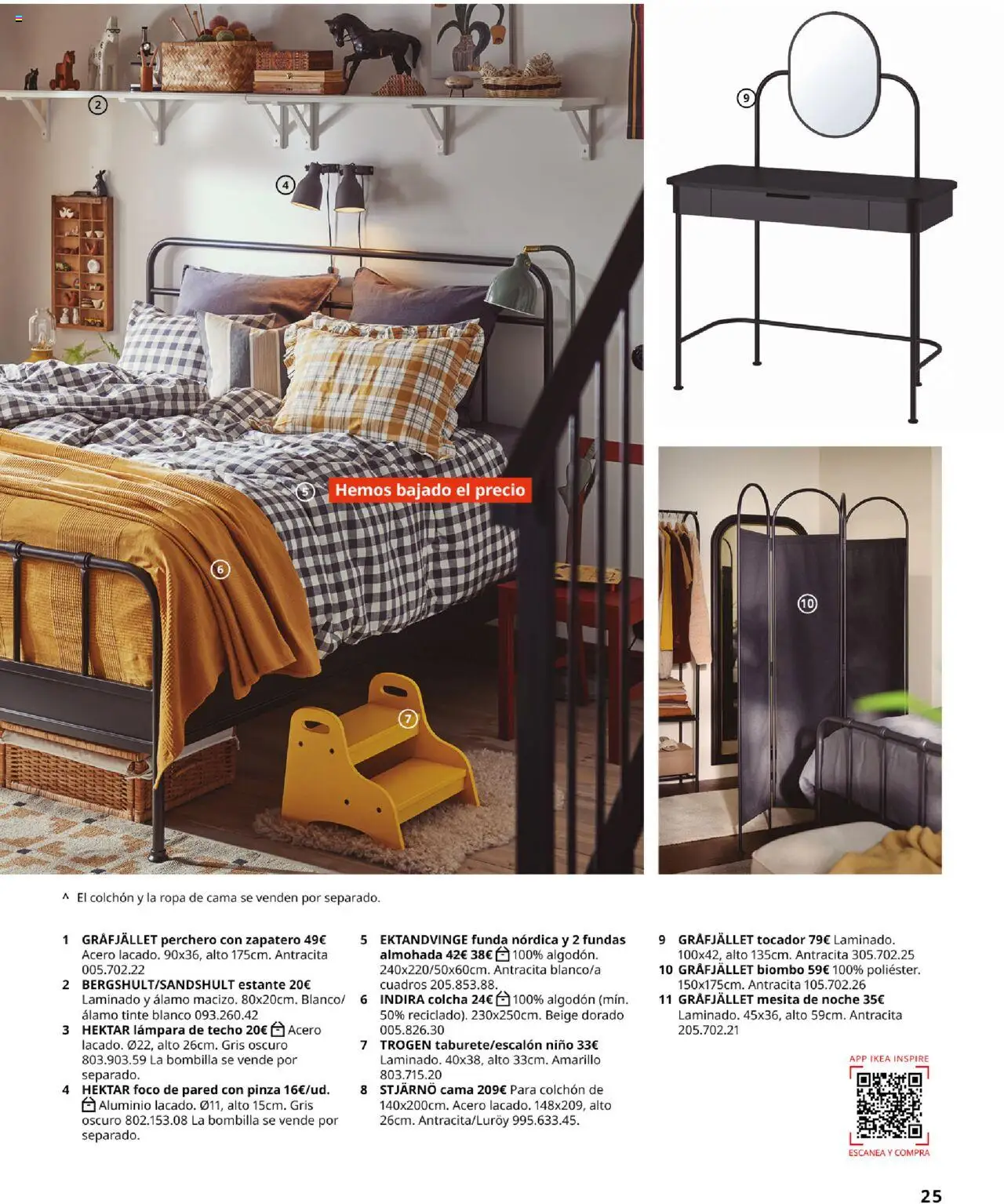 Catálogo IKEA Precios bajos.  │ válido desde el 01.09.2025 | Página: 25 | Productos: Zapatero, Colchon, Κασέρι, Almohada