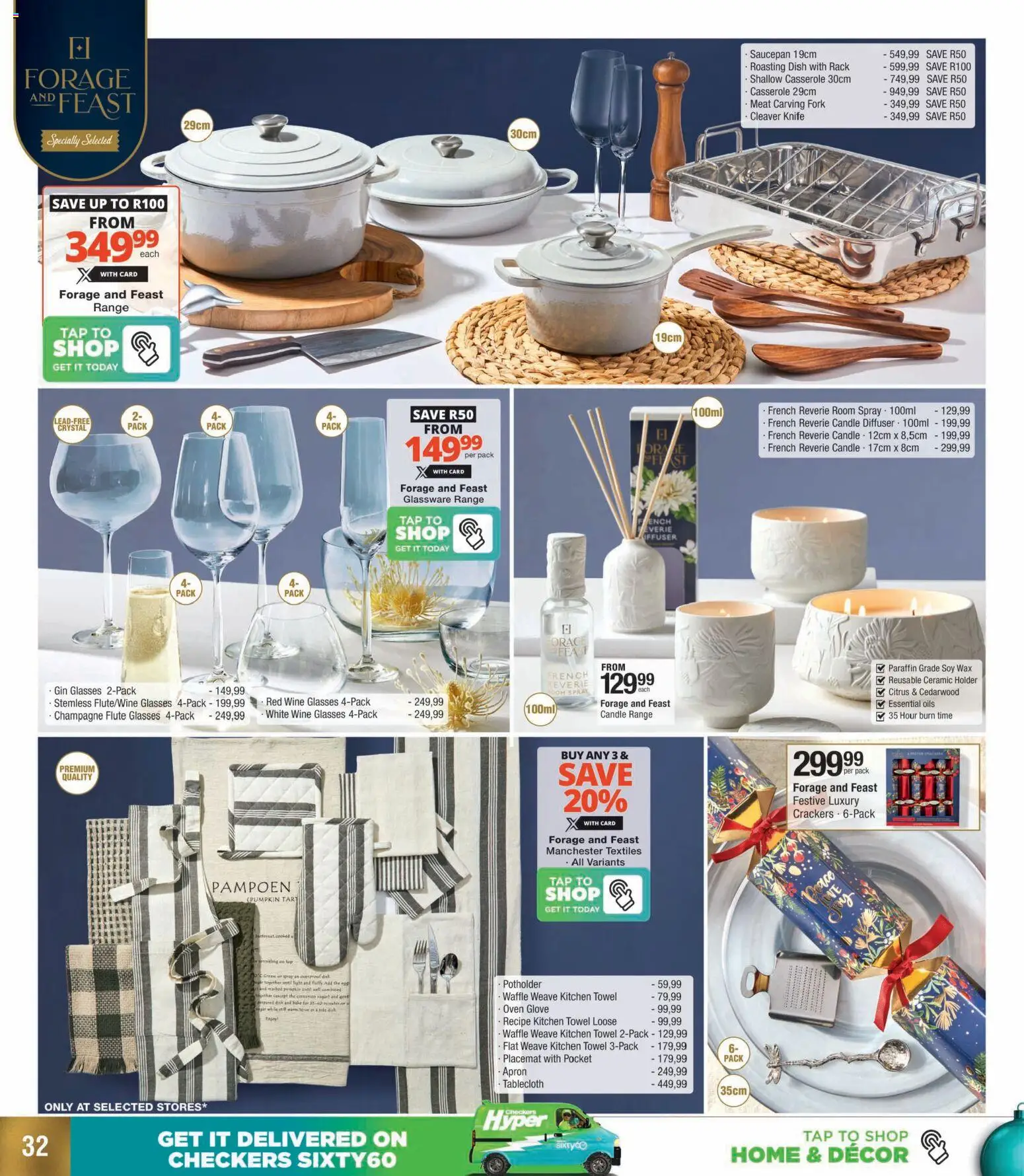 New Checkers catalogue – valid from 01.12.2025 | Page: 32 | Products: Diffuser, Glove, Glasses, Wine