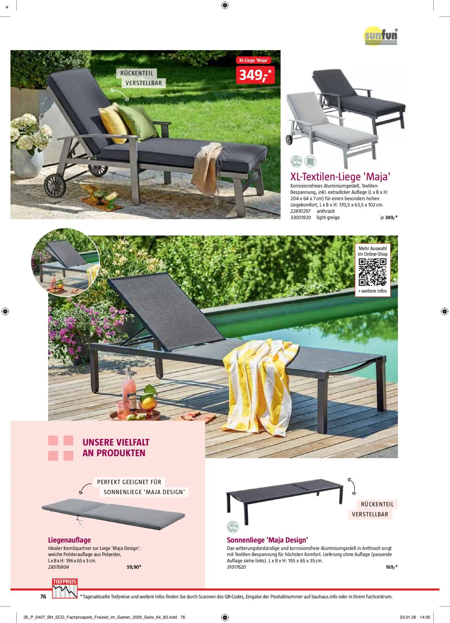 Bauhaus Freizeit im Garten – gültig ab 02.03.2026 | Seite: 76 | Produkte: Liege