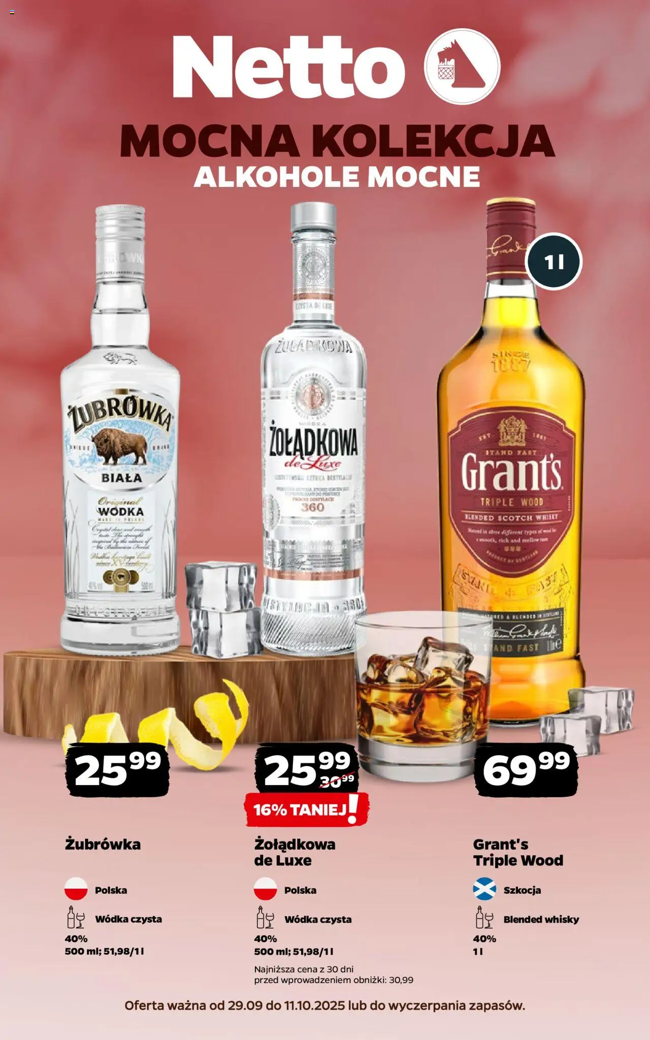 Netto gazetka - Alkohole mocne od 29.09.2025 | Strona: 1 | Produkty: Grant's, Żubrówka, Wódka, Whisky