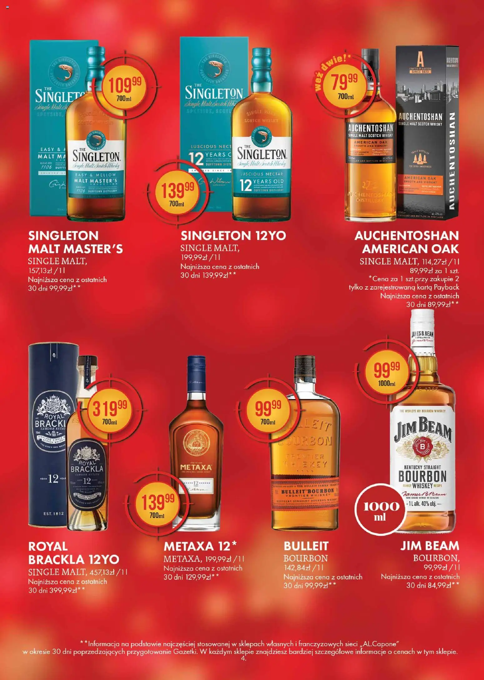 Al.Capone Gazetka od 13.11.2025 | Strona: 4 | Produkty: Karta, Bourbon, Jim Beam, Whisky Single Malt