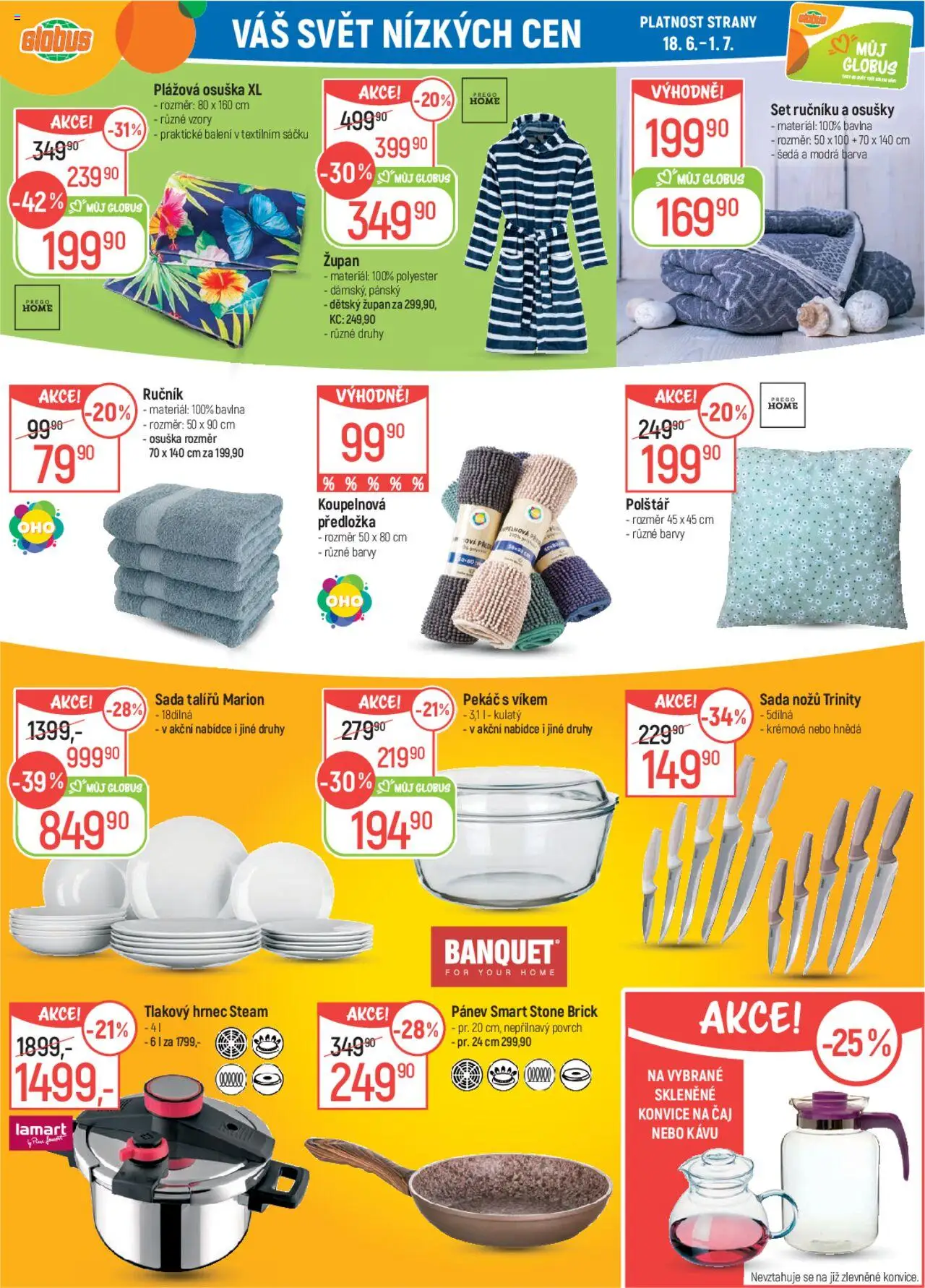 Globus leták od 18.06.2025 | Strana: 39 | Produkty: Pekáč, Osušky, Konvice, Polštář