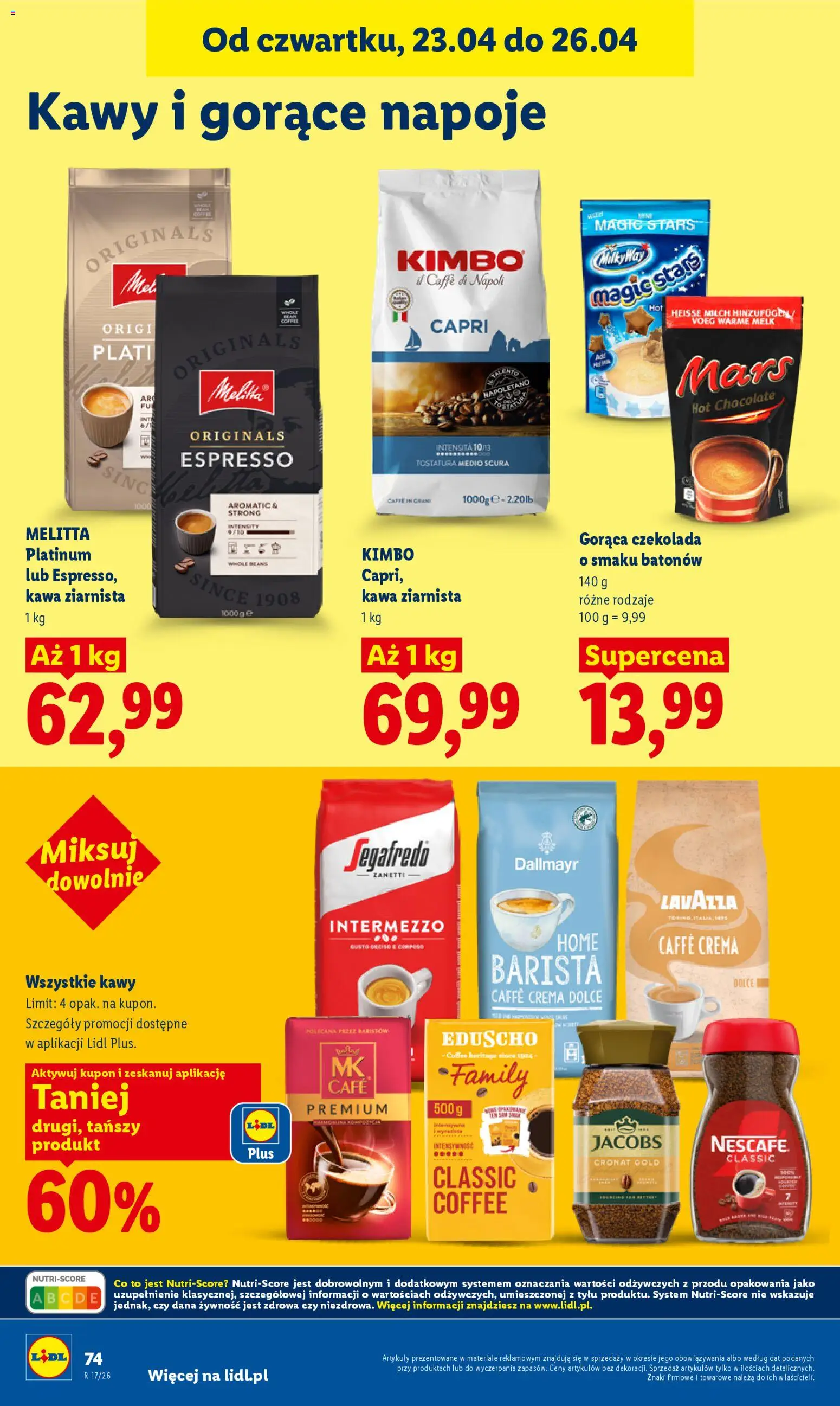 Lidl Polsko leták od 23.04.2026 | Strana: 74 | Produkty: Lavazza, Nescafé, Crema, Caffè crema