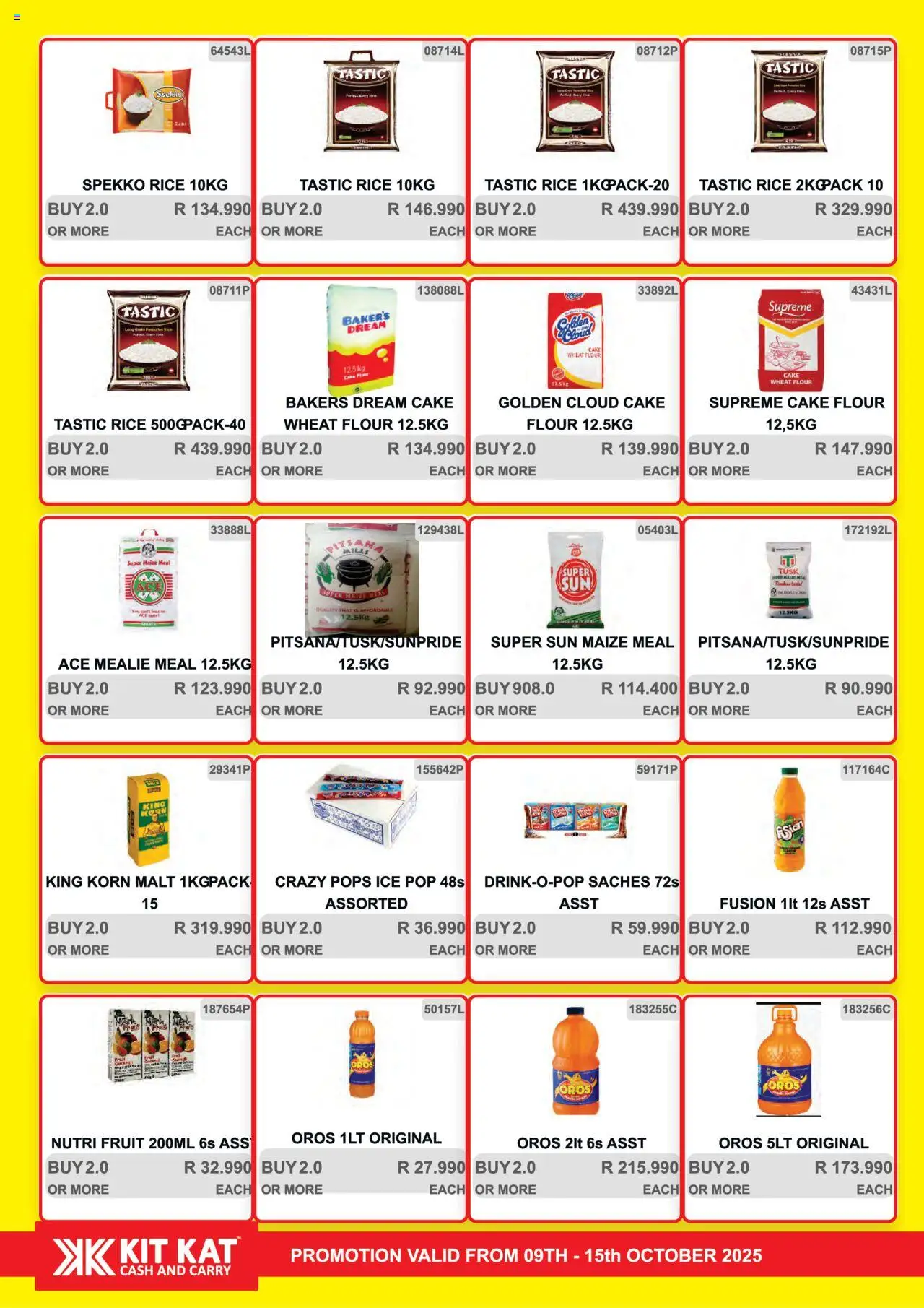 New KIT KAT Cash & Carry catalogue – valid from 09.10.2025 | Page: 10 | Products: Flour, Maize meal, Rice, Fruit
