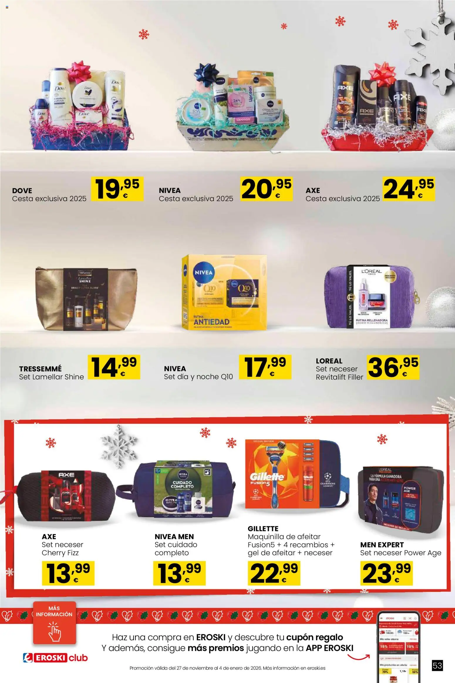 Eroski - Regalos │ válido desde el 02.12.2025 | Página: 53 | Productos: Gel de afeitar, Cesta, Neceser